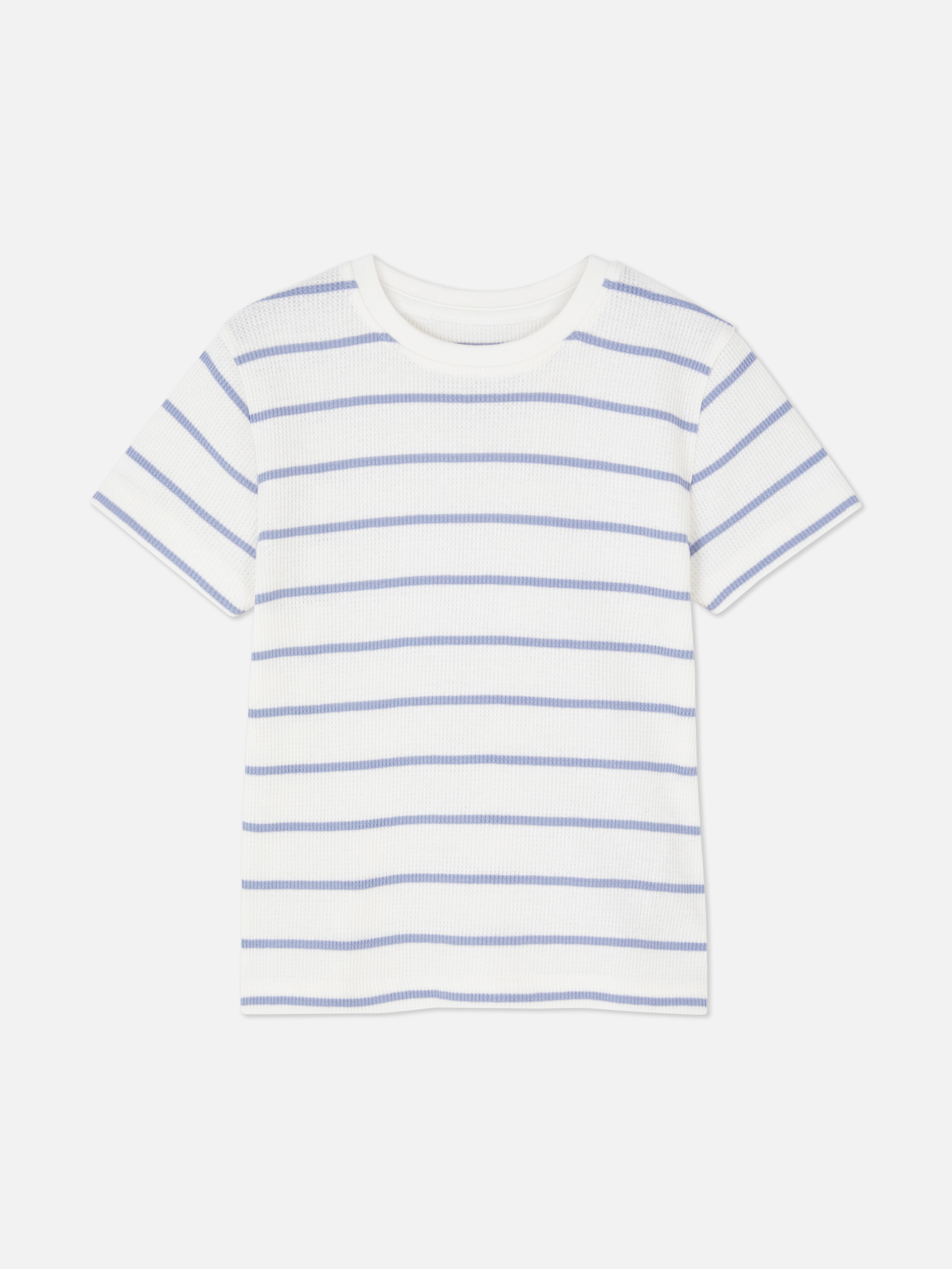 Gestreept T-shirt met wafeltextuur