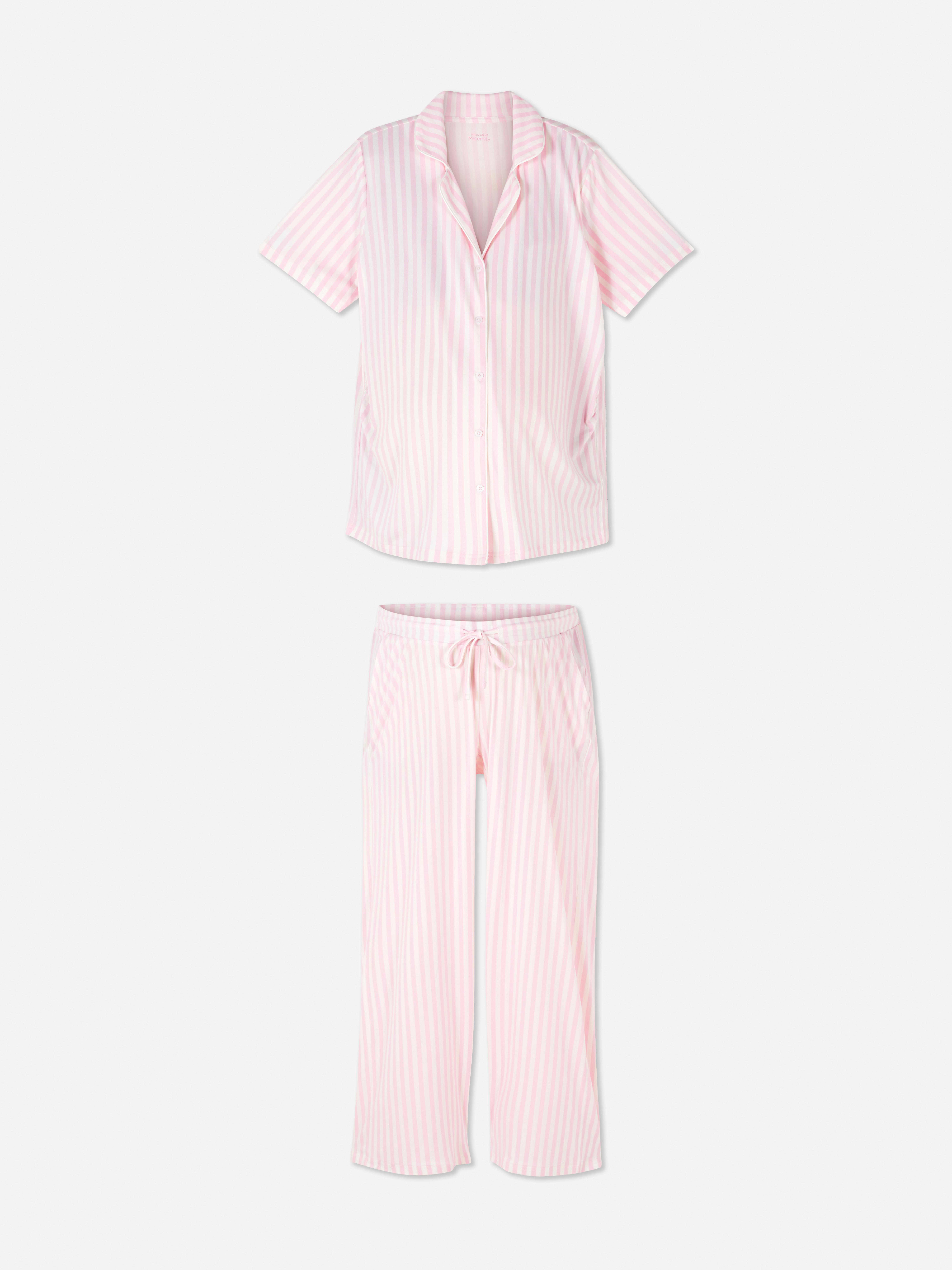 Maternity Striped Nightshirt and Trousers Set