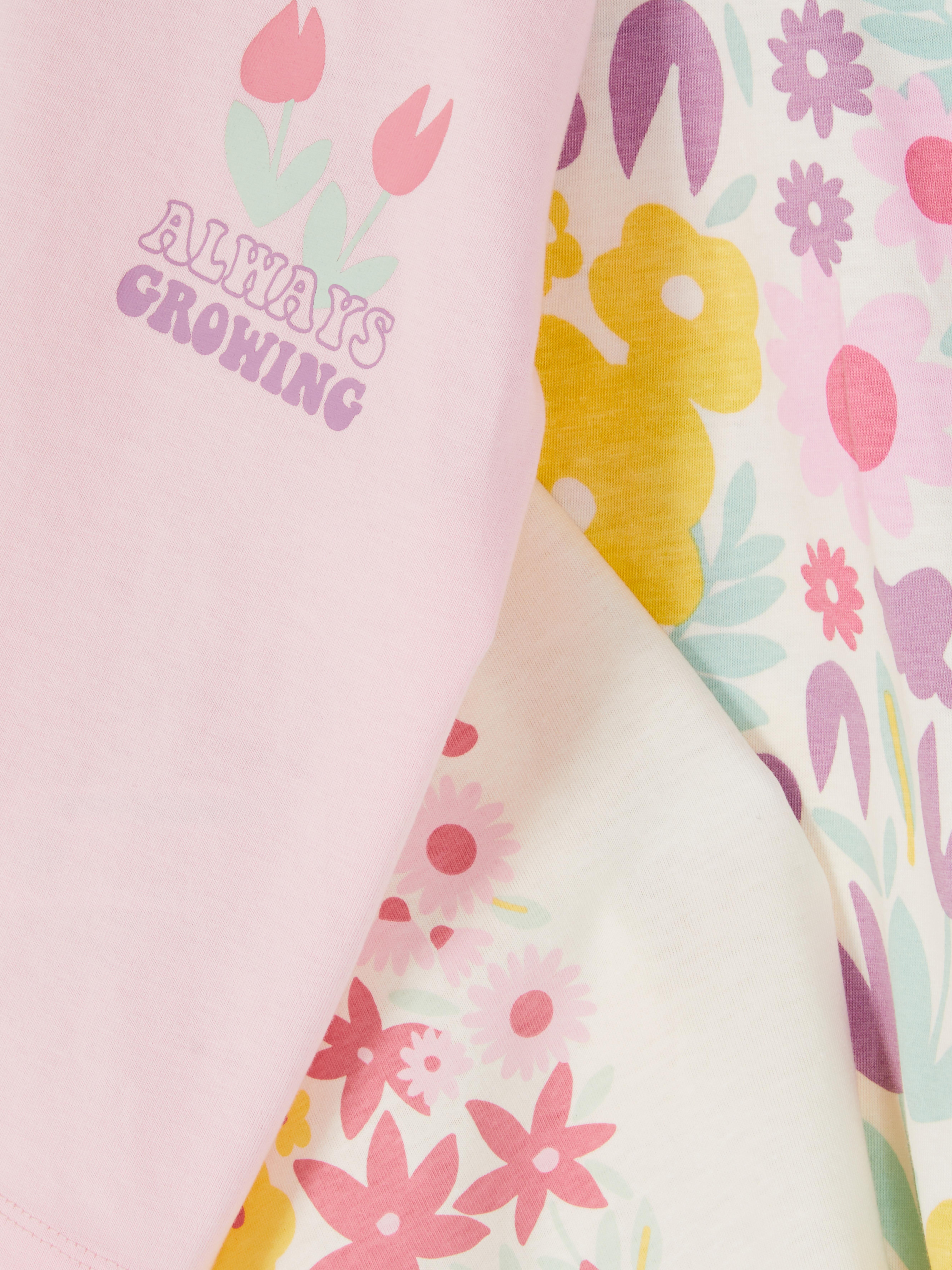 T-Shirts mit Blumen-Grafik, 3er-Pack
