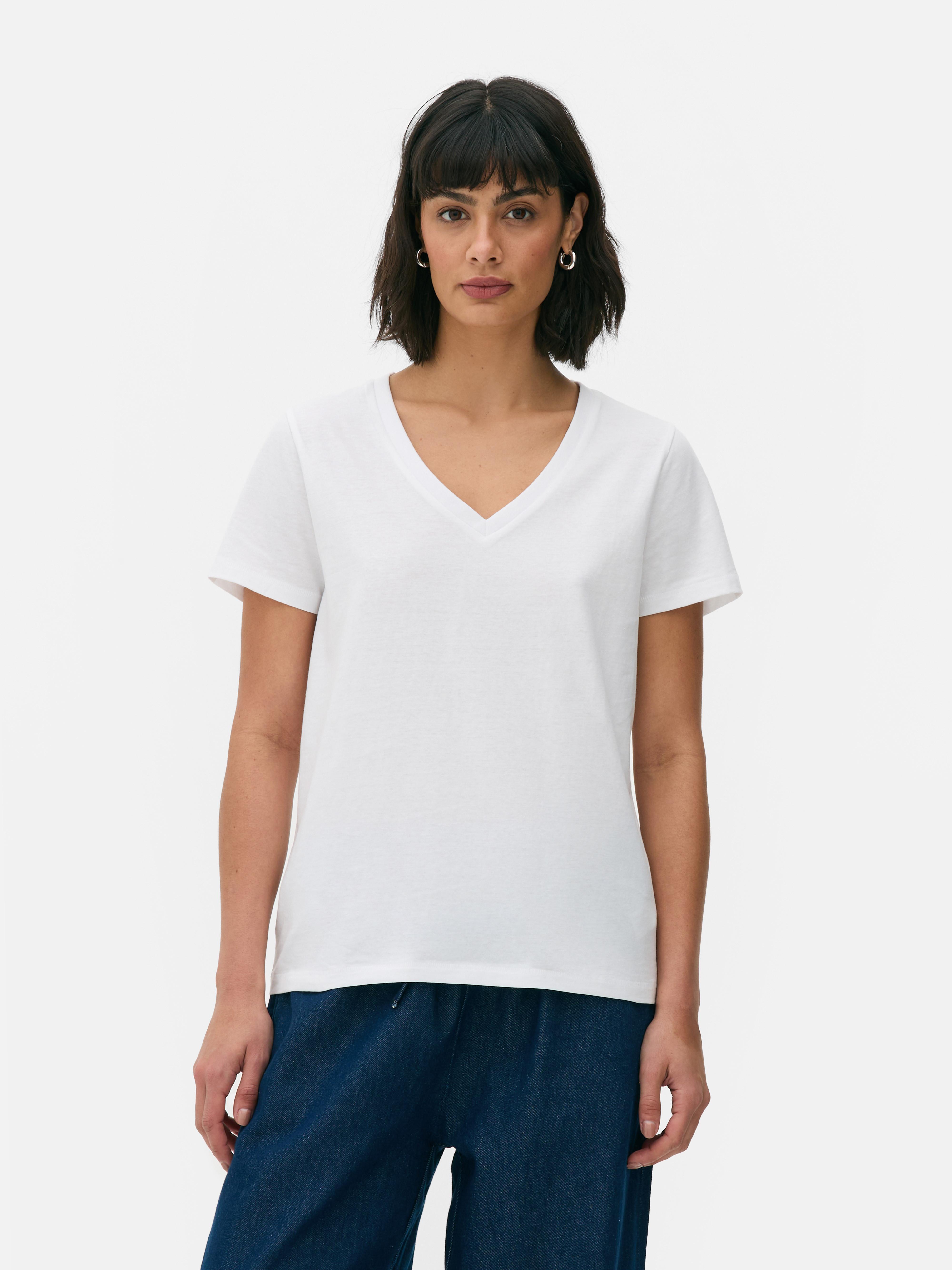 T-shirt met V-hals en korte mouwen