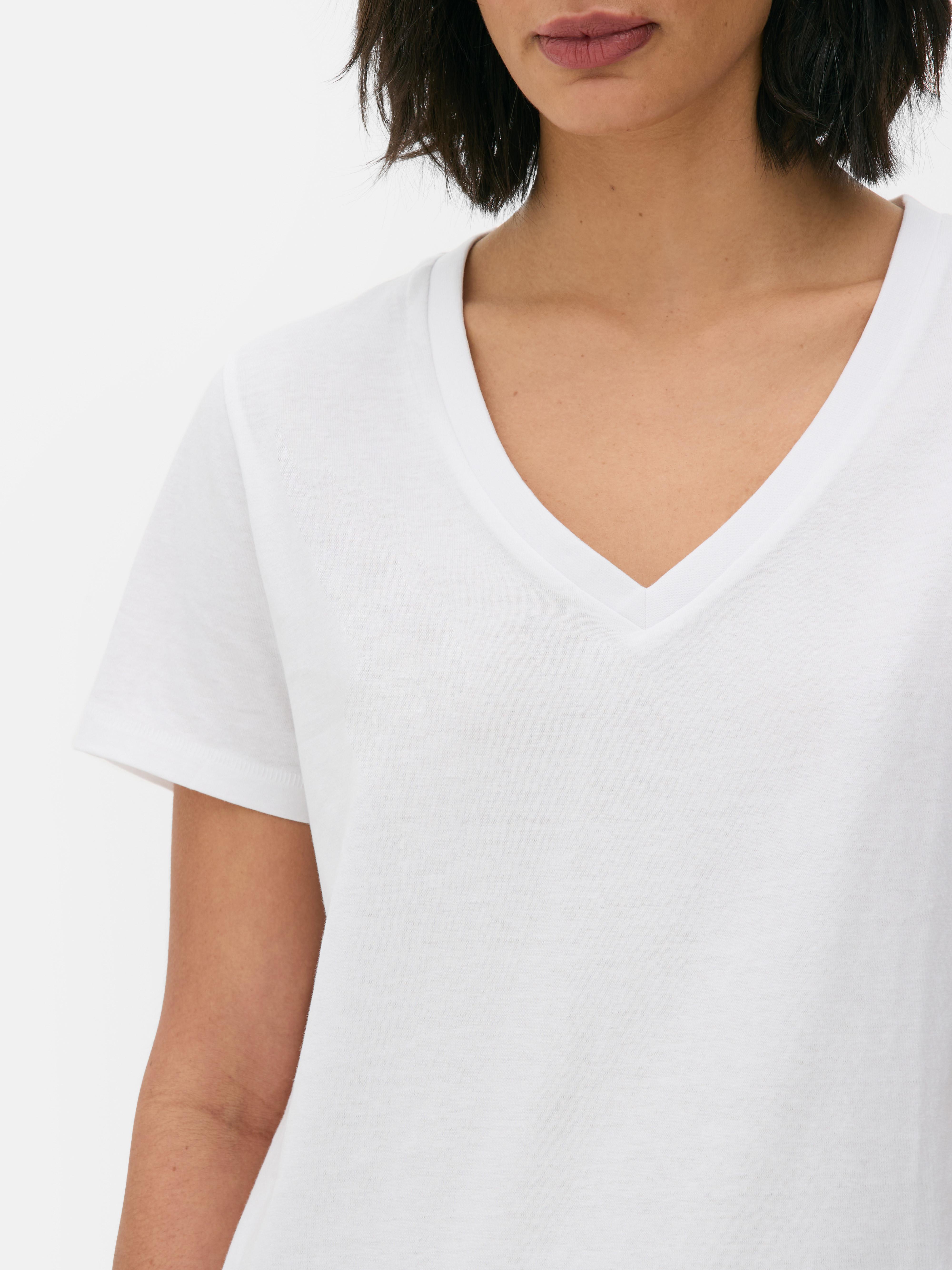 T-shirt met V-hals en korte mouwen