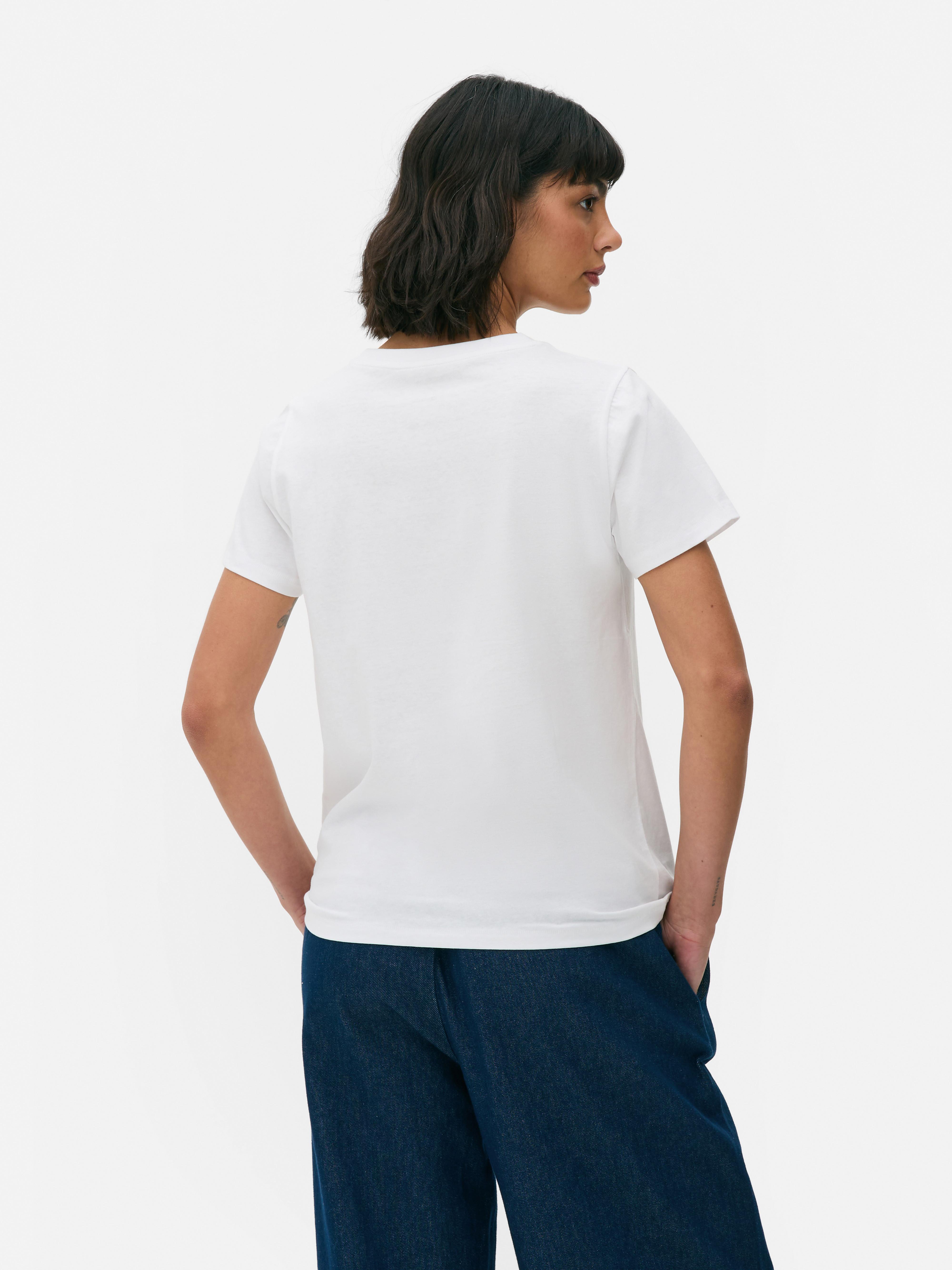 T-shirt met V-hals en korte mouwen