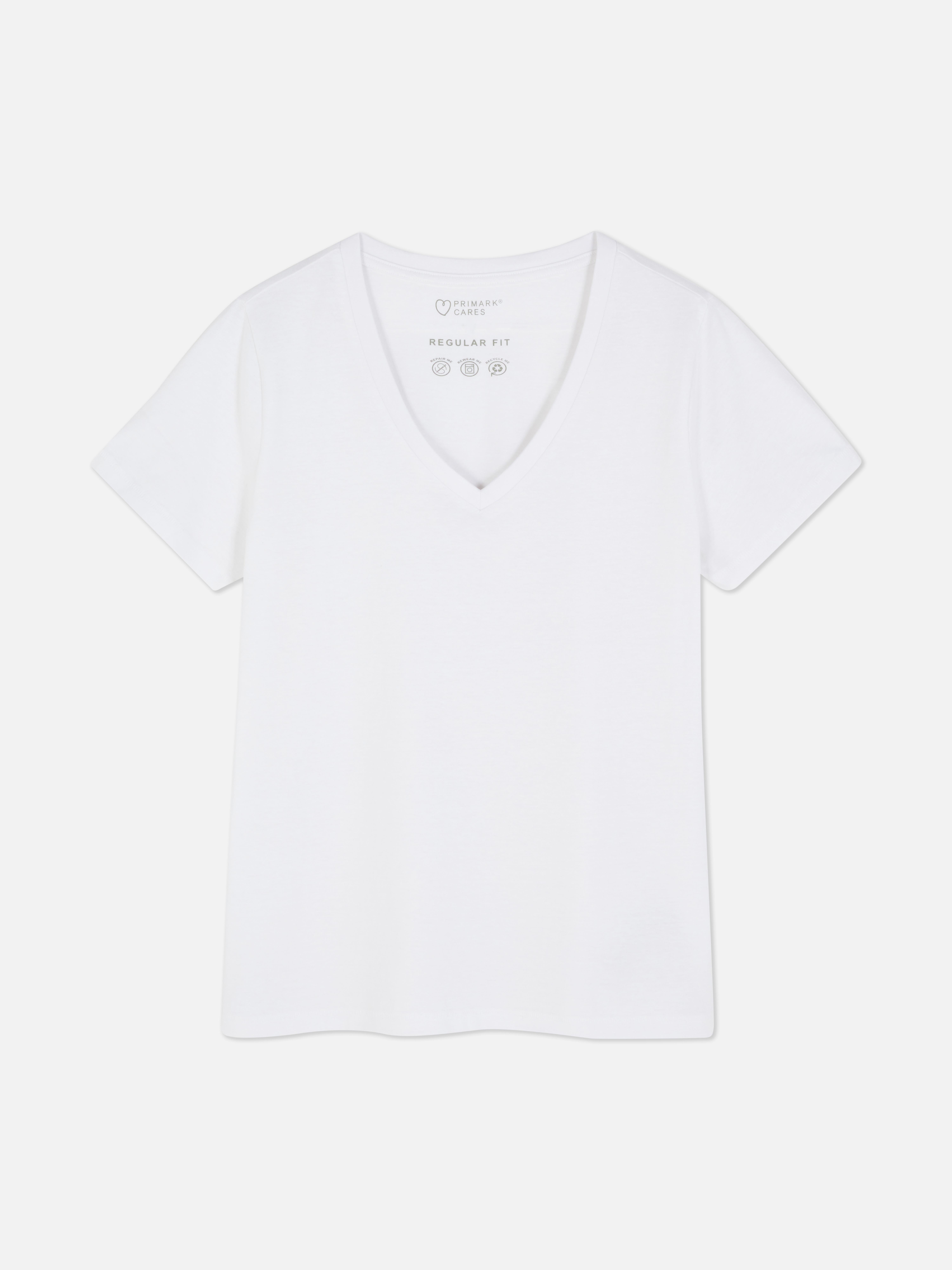 T-shirt met V-hals en korte mouwen