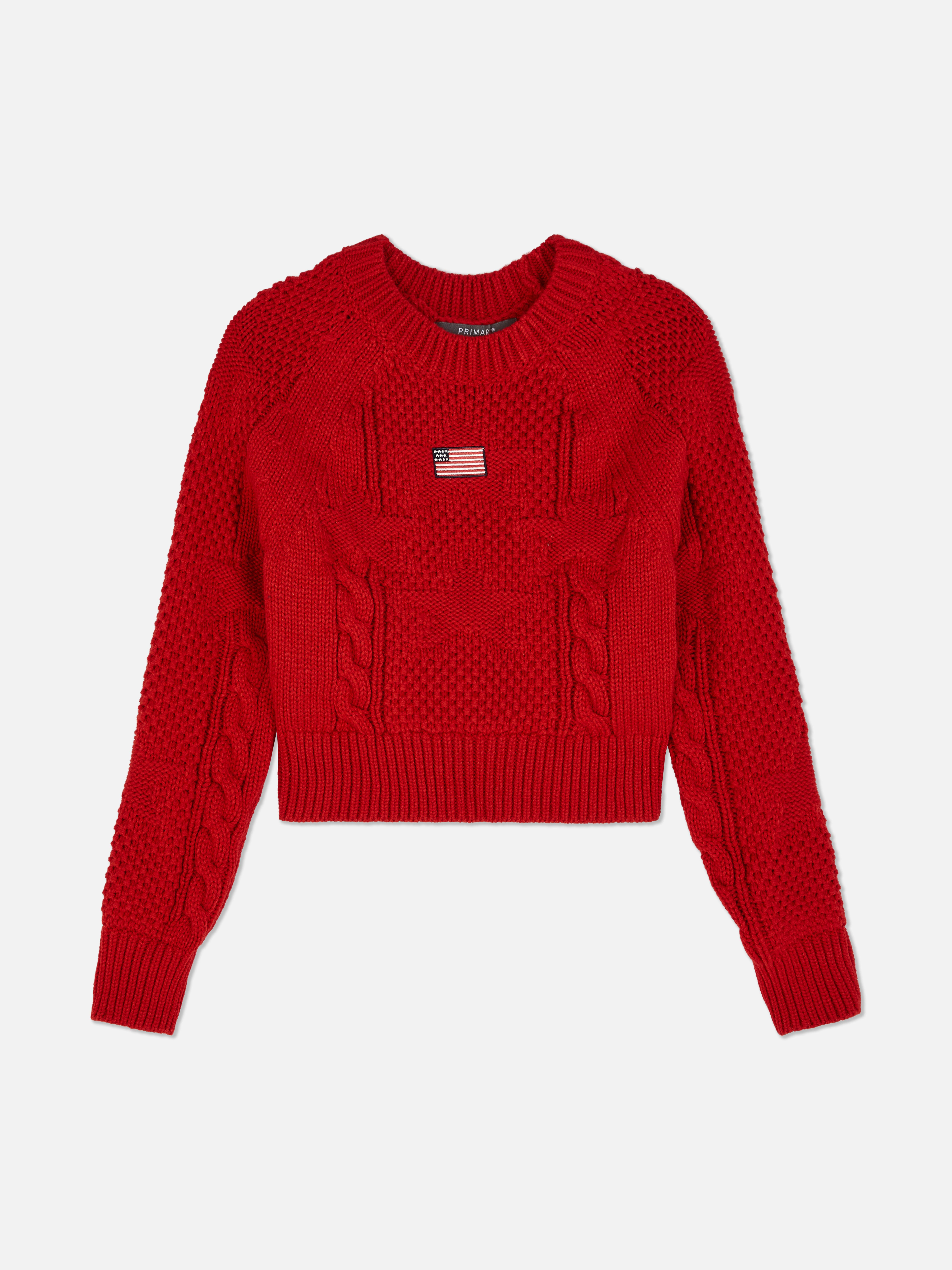 Maglia lavorata a trecce bandiera americana