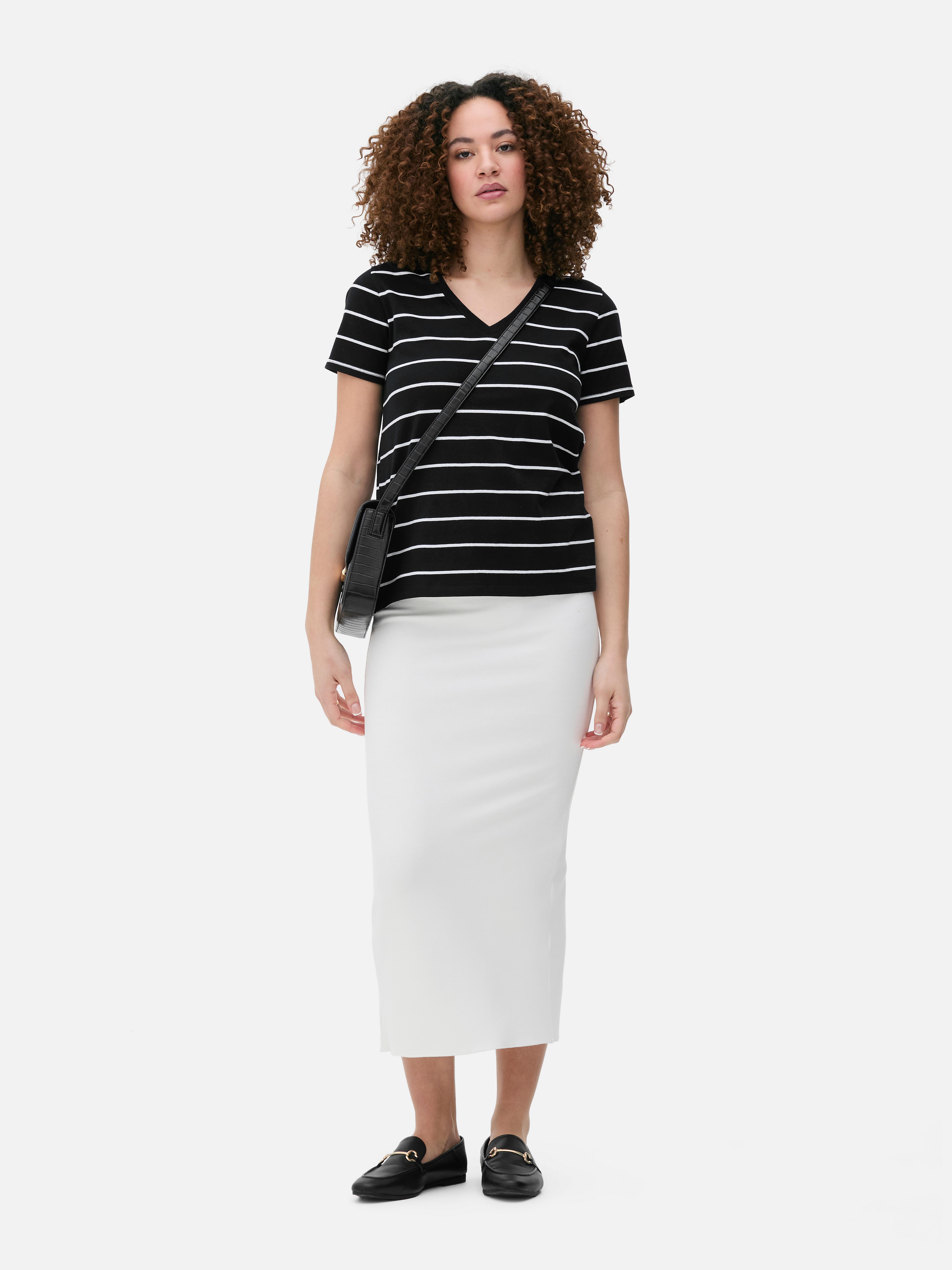 Gestreept T-shirt met V-hals