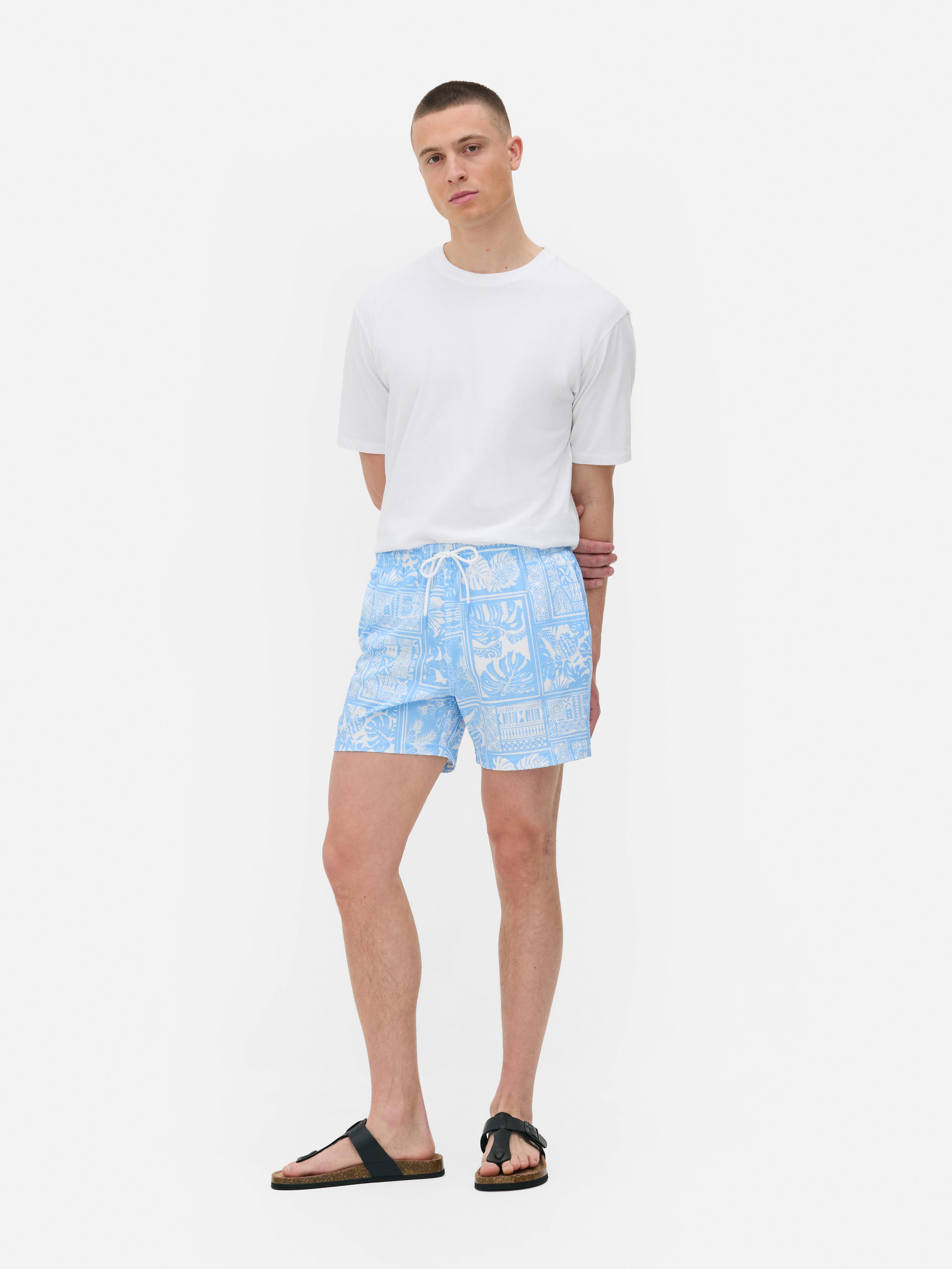 Abstract Drawstring Swim Shorts