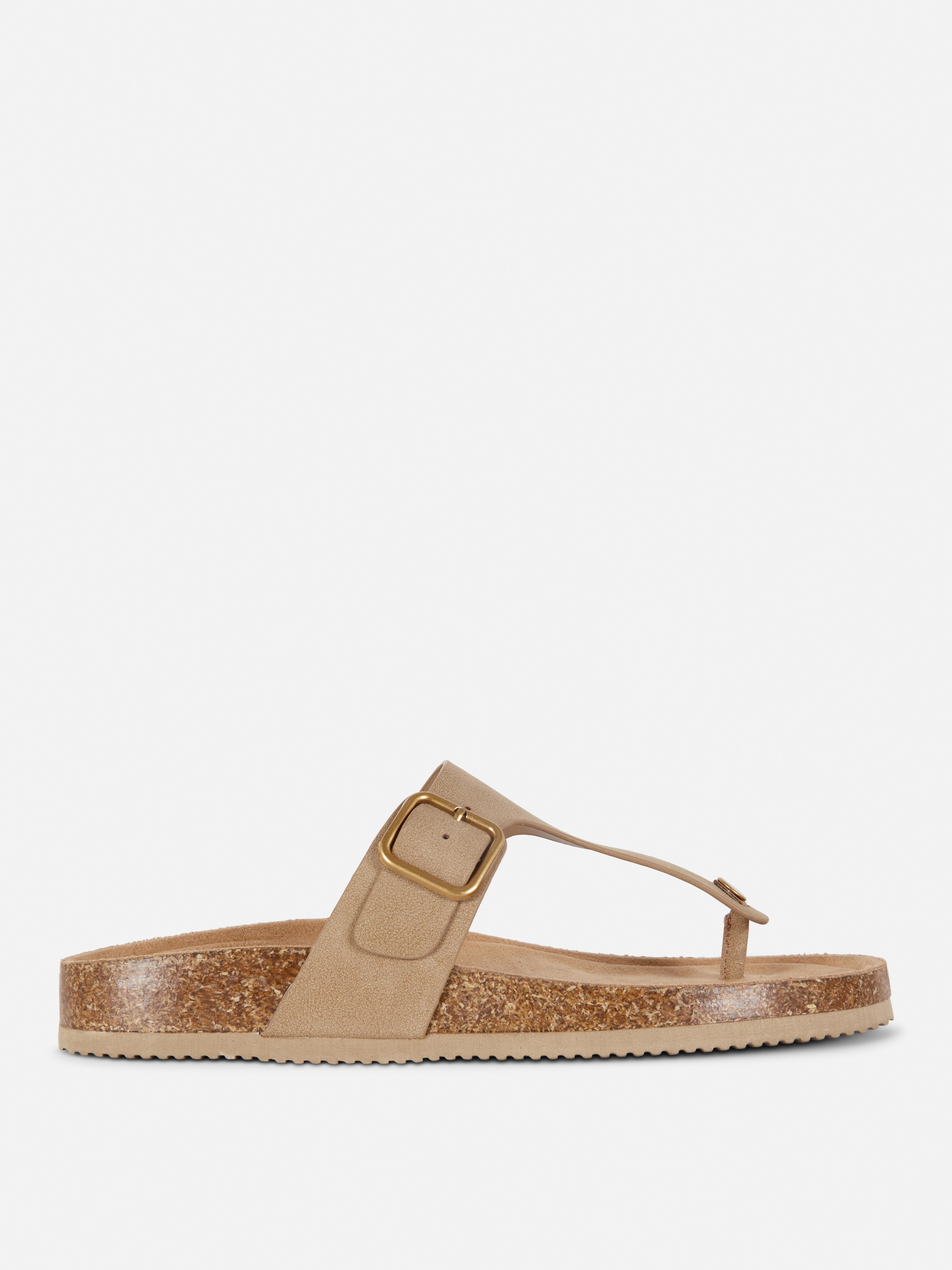 T-Bar Footbed Sandals Beige