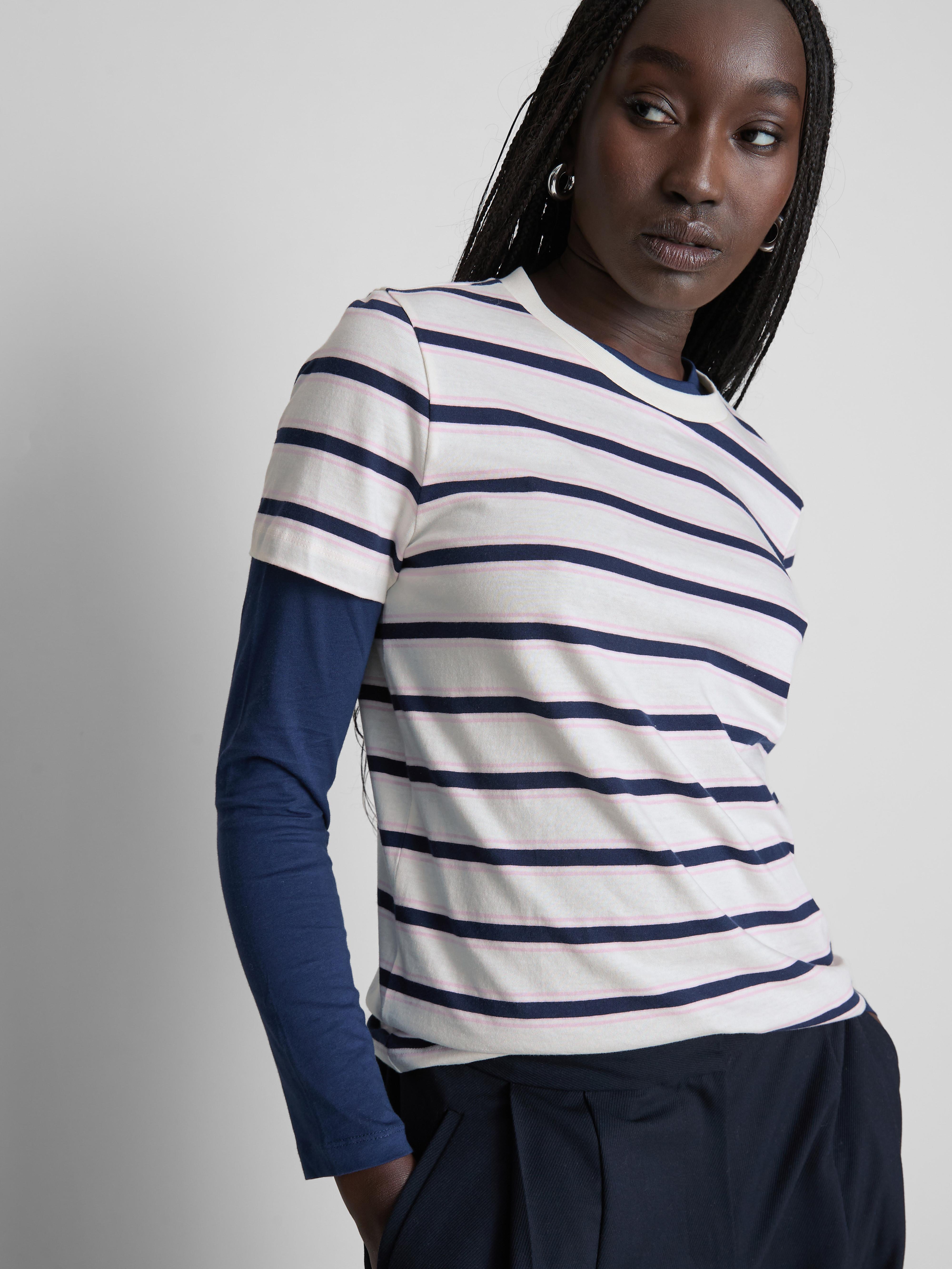 Women's Ivory Striped T-Shirt