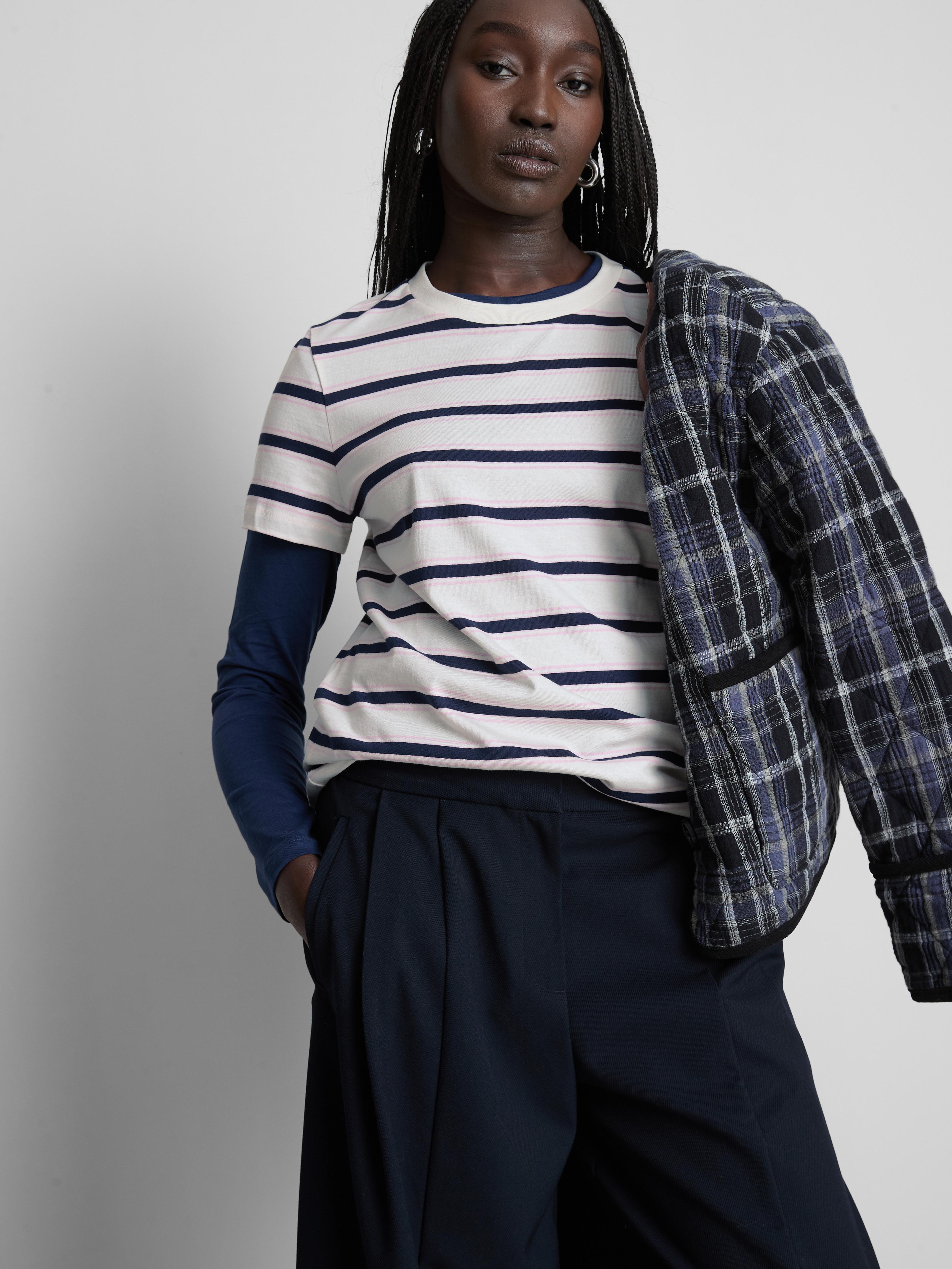 Women's Ivory Striped T-Shirt