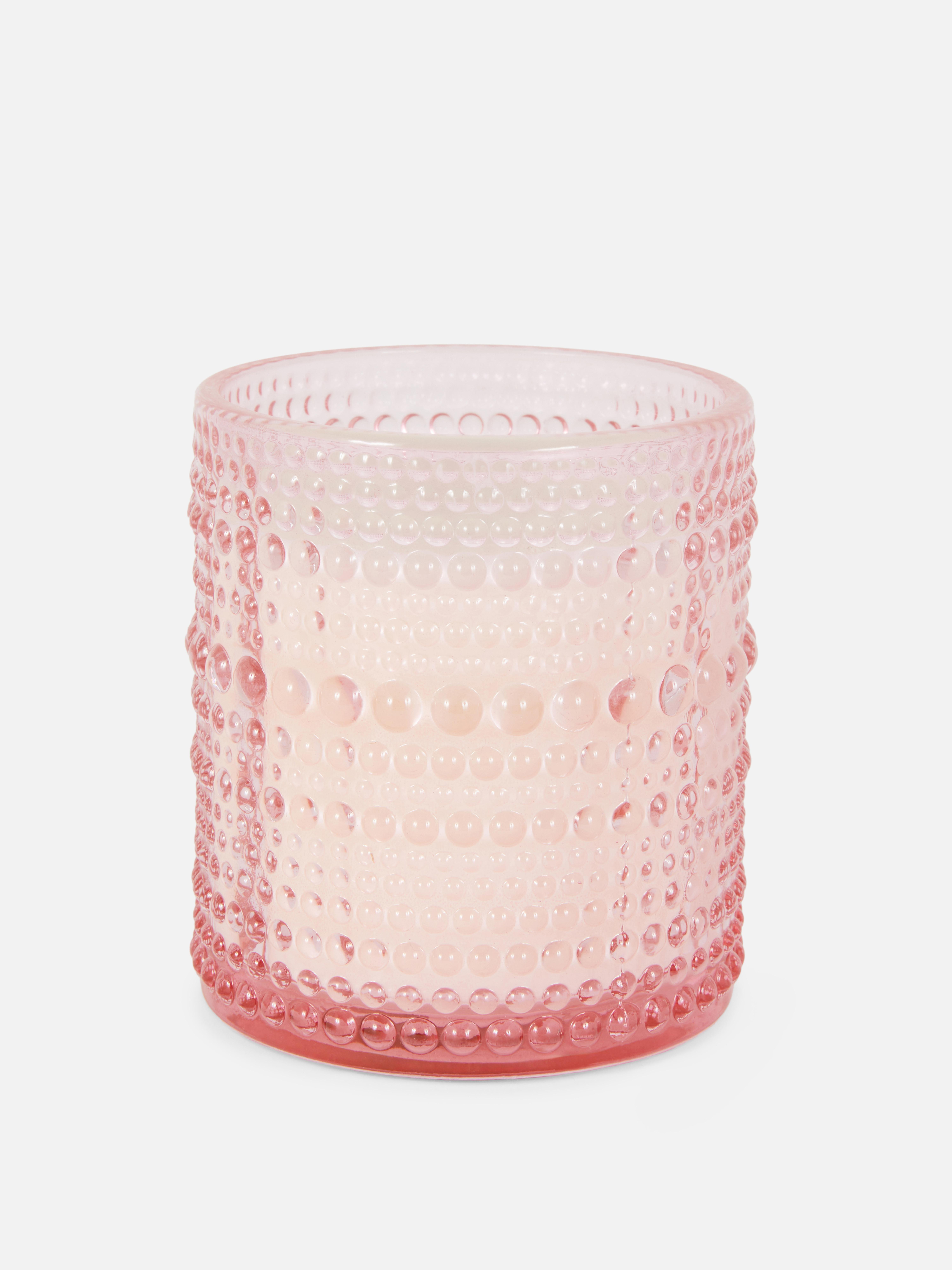 Vela en tarro de vidrio con burbujas Rosa