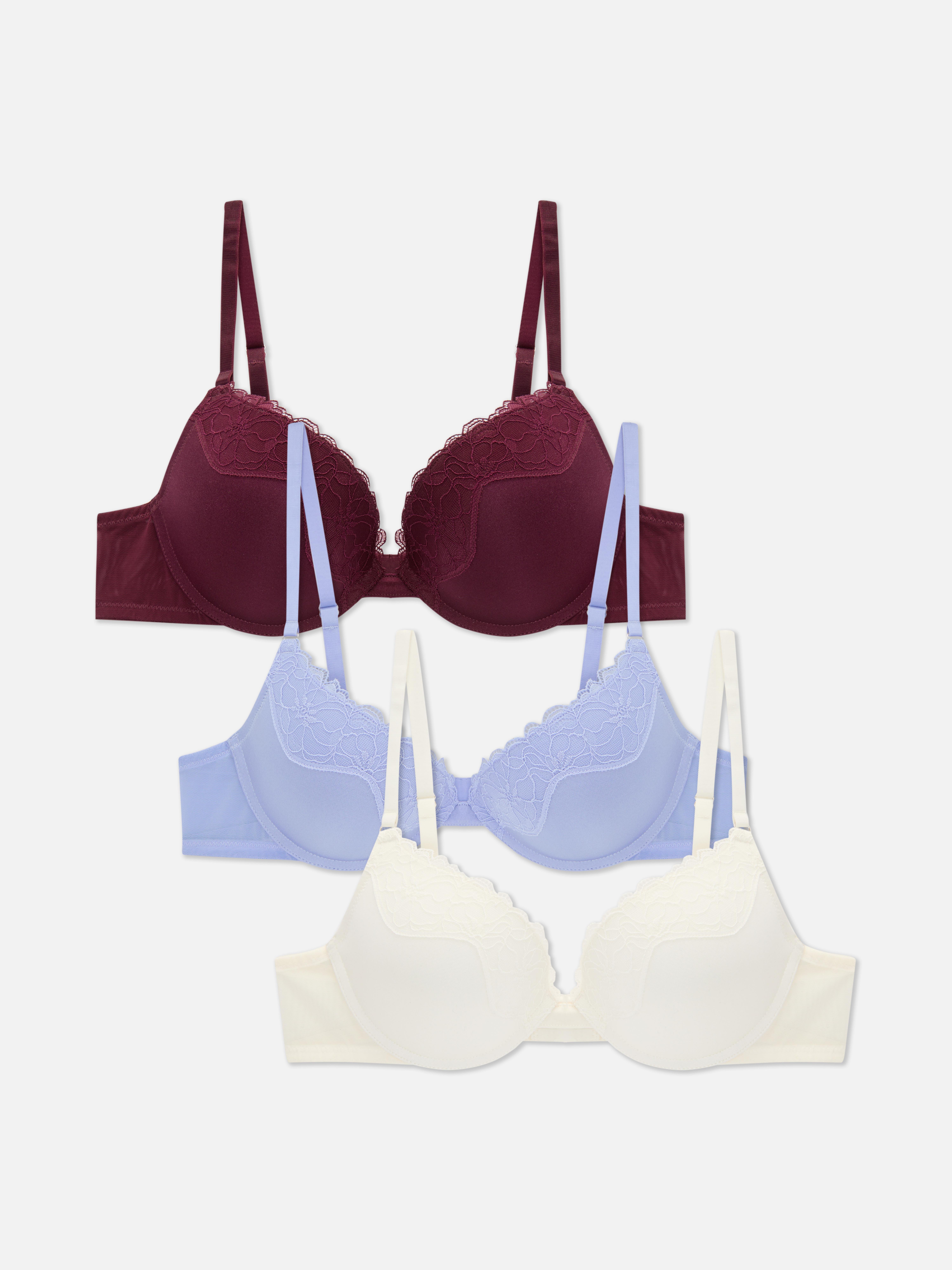 3pk Lace Push Up Bras