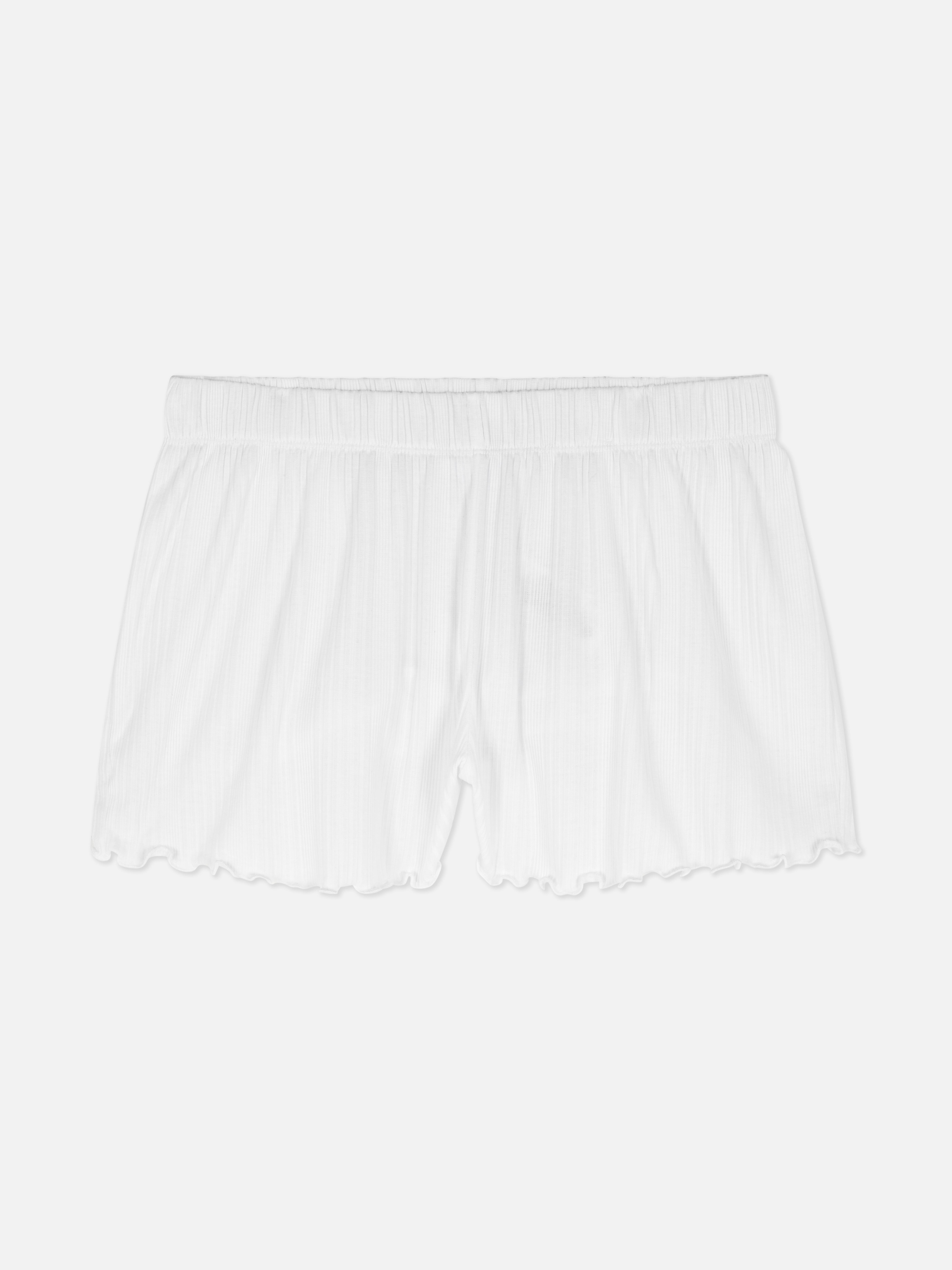 Calções pijama malha bainha franzida