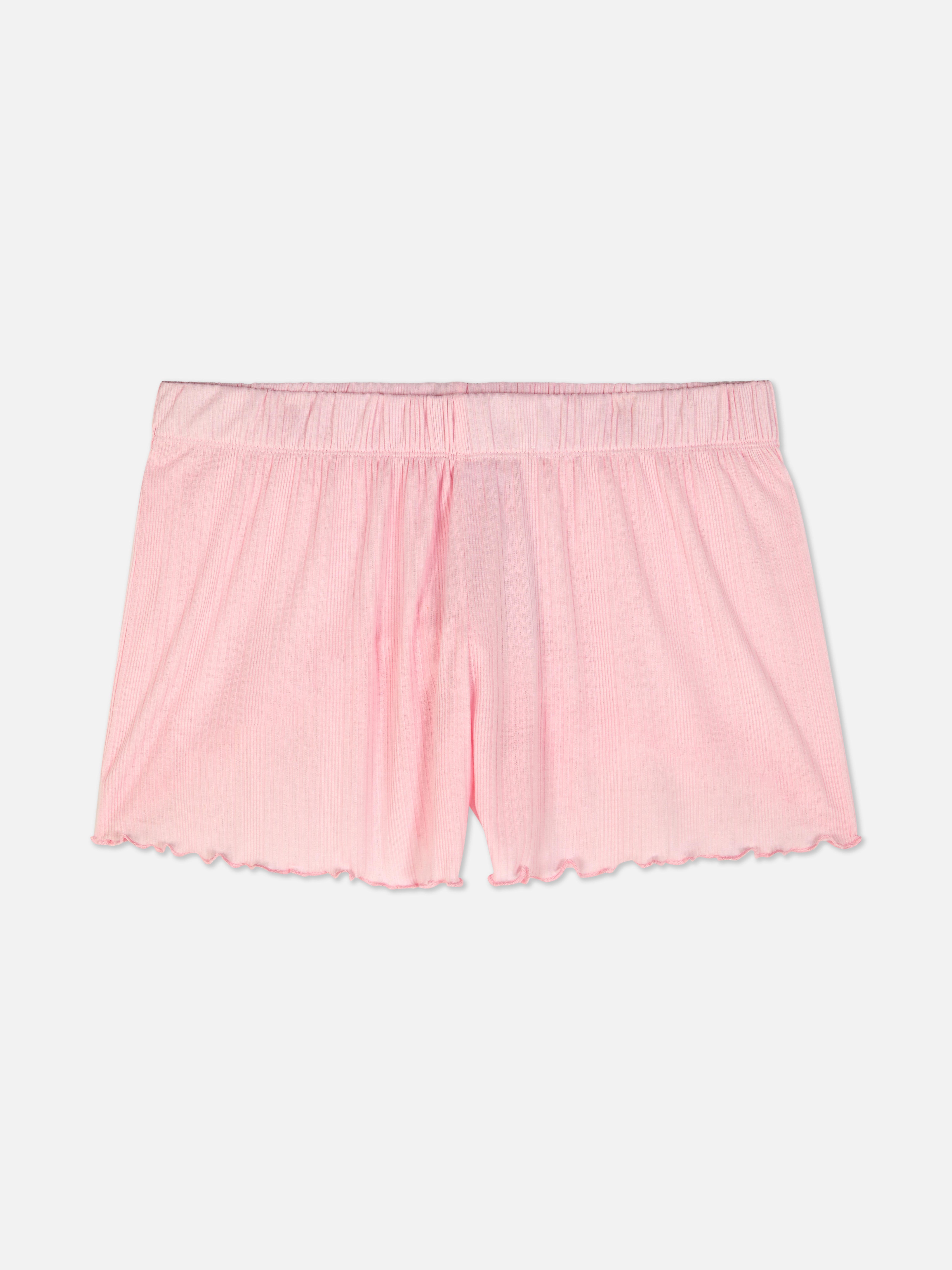 Calções pijama malha bainha franzida