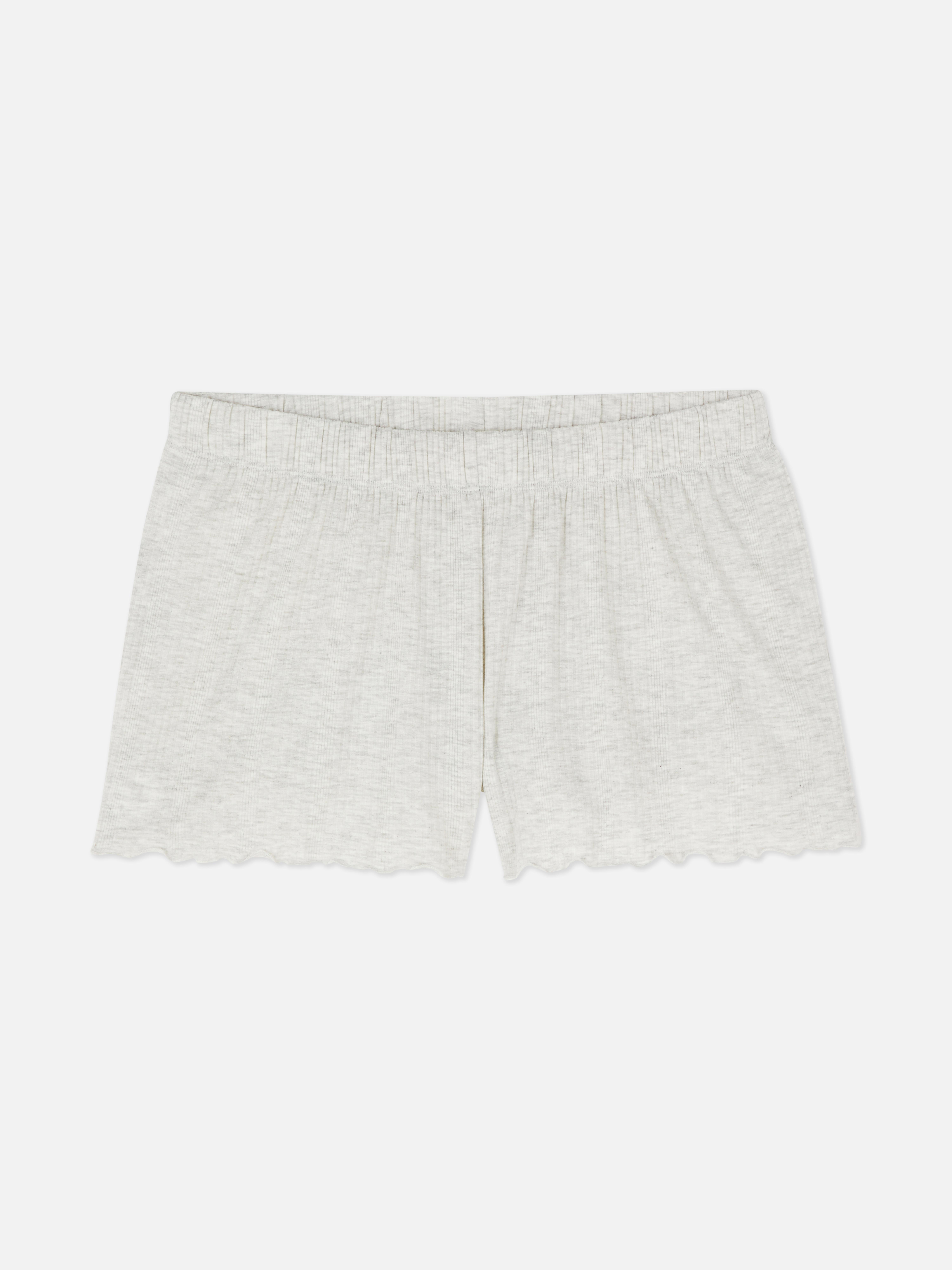 Calções pijama malha bainha franzida