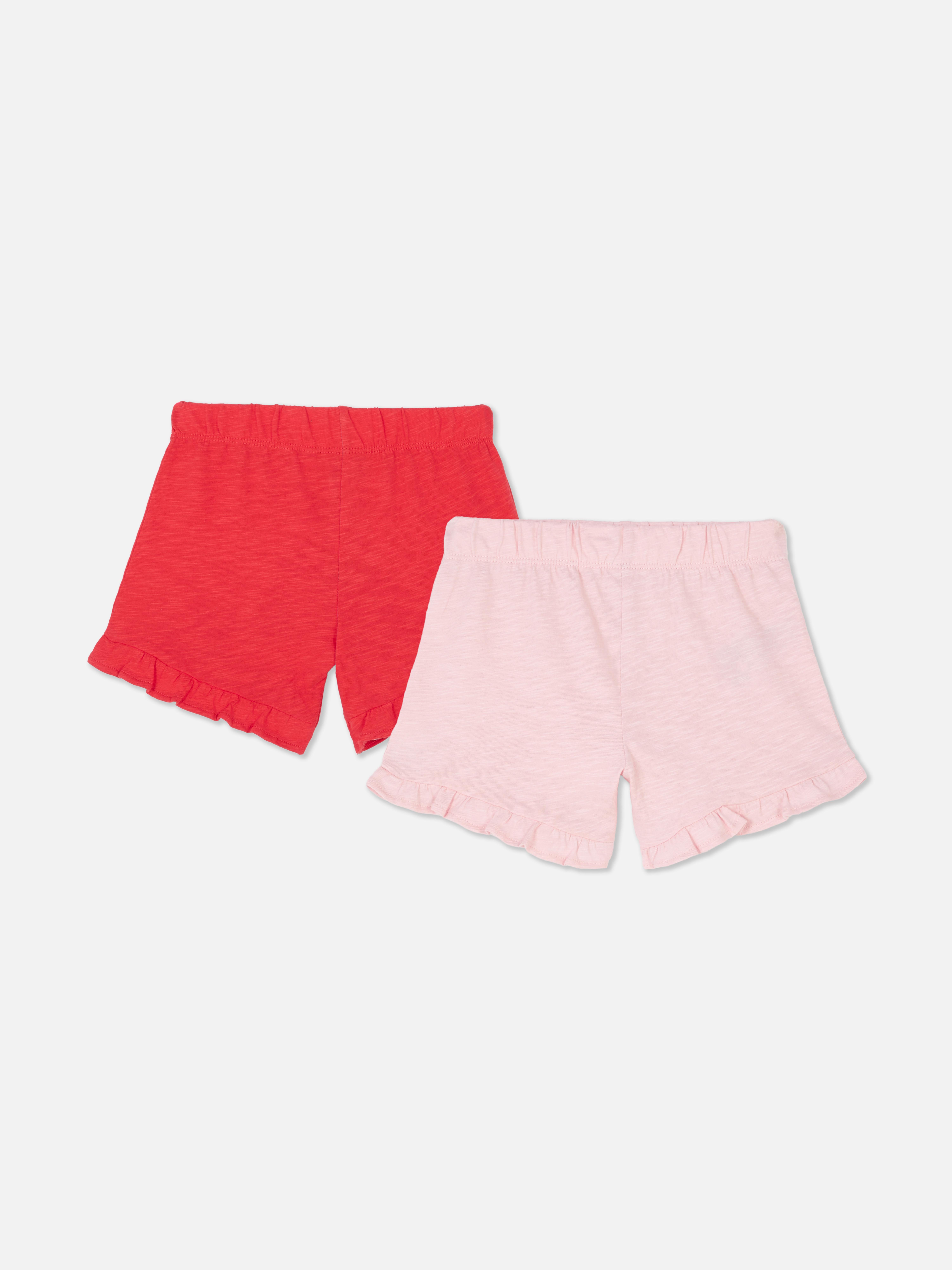Set 2 perechi de pantaloni scurți cu element decorativ cu volane