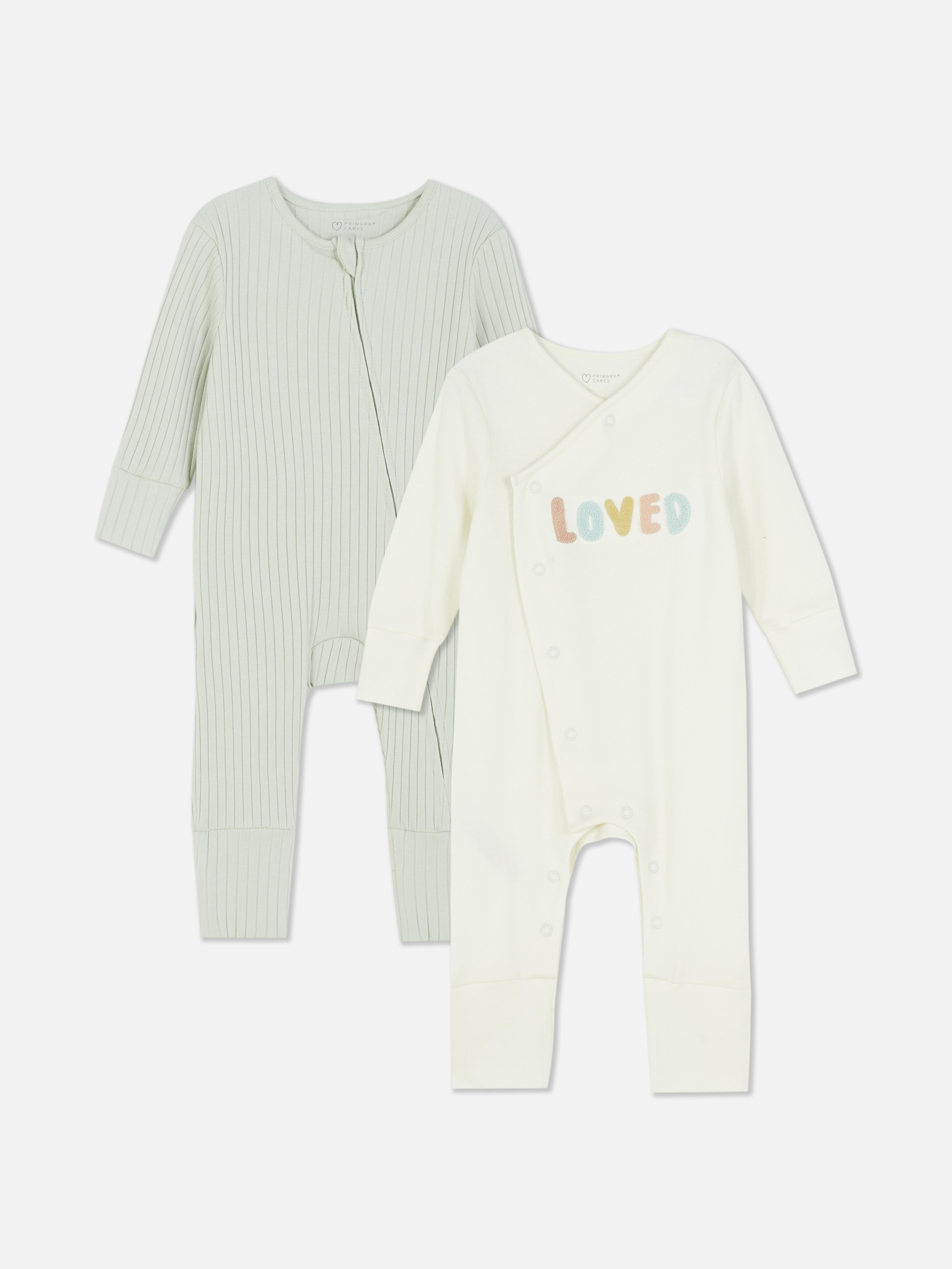 2pk Newborn Cuffed Sleepsuits