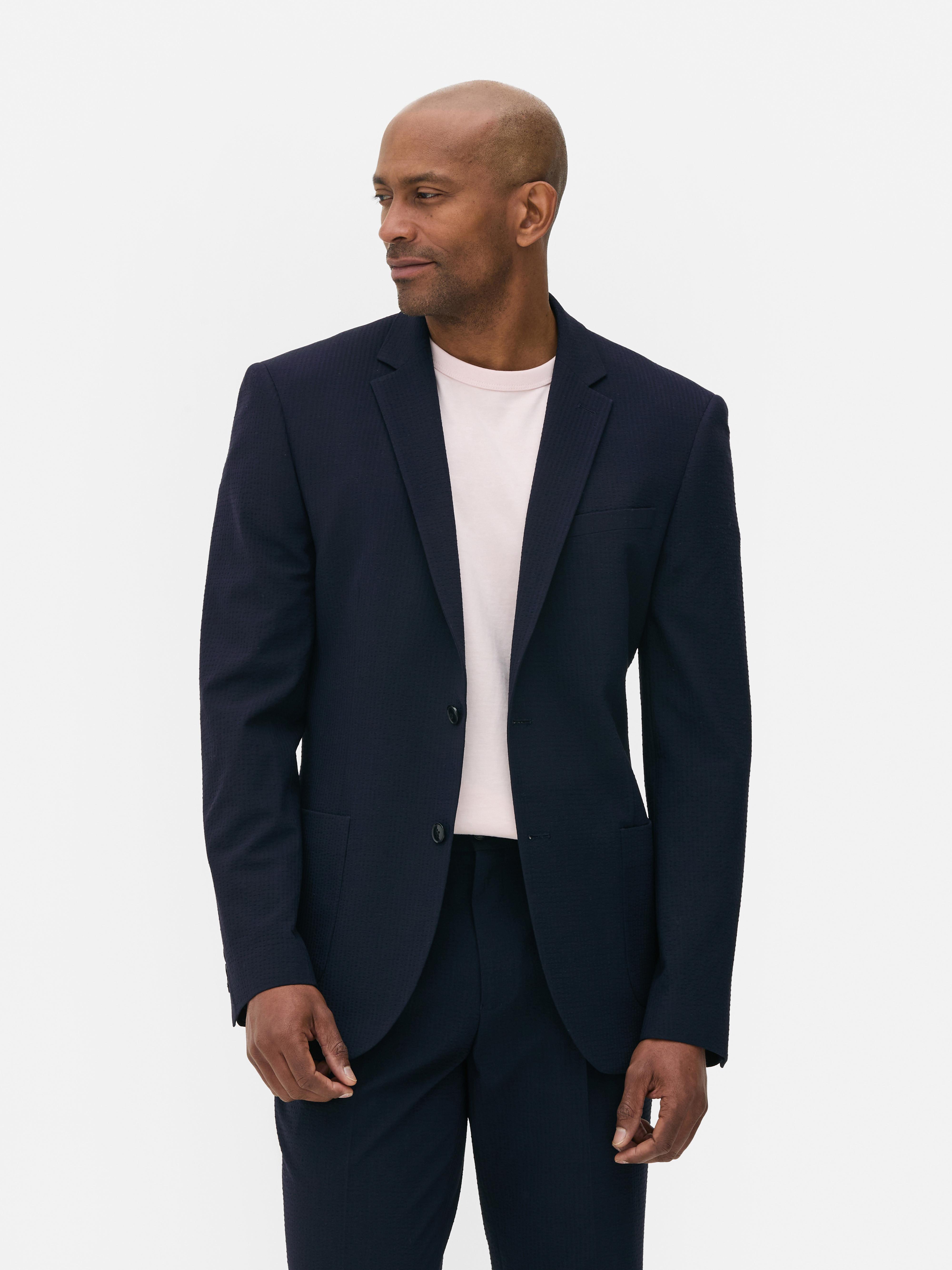 Seersucker Single-Breasted Suit Jacket
