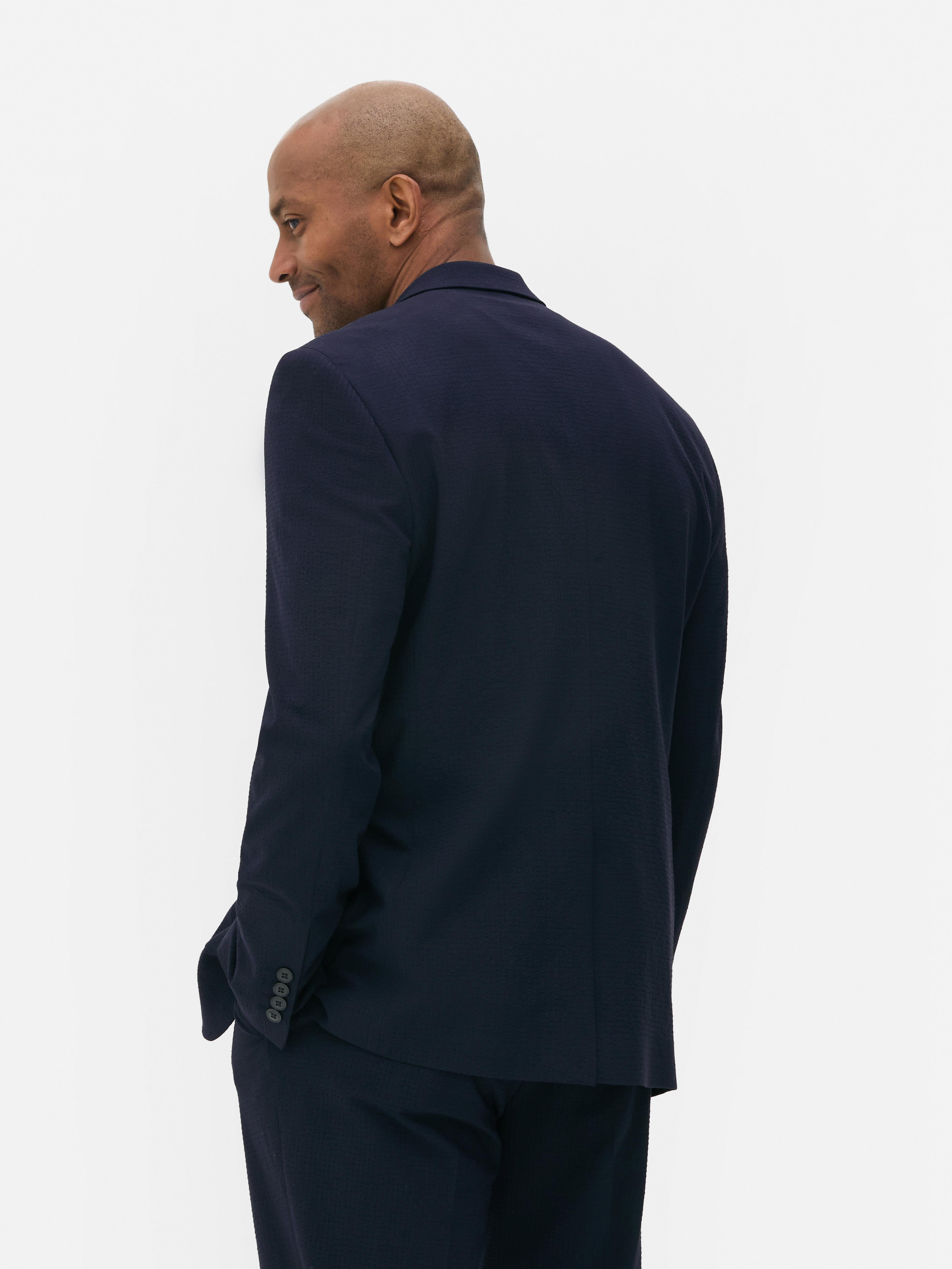 Seersucker Single-Breasted Suit Jacket