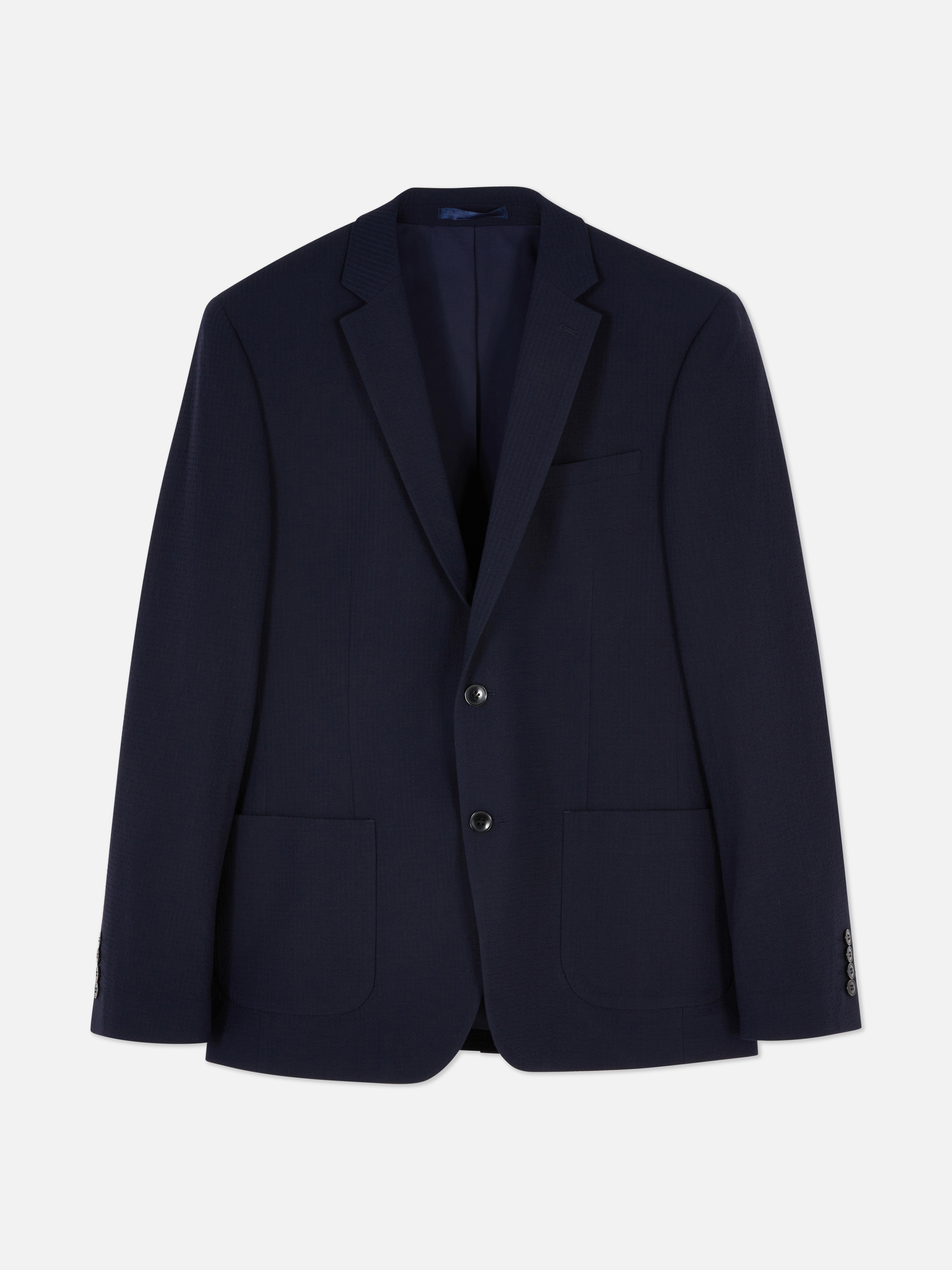 Seersucker Single-Breasted Suit Jacket