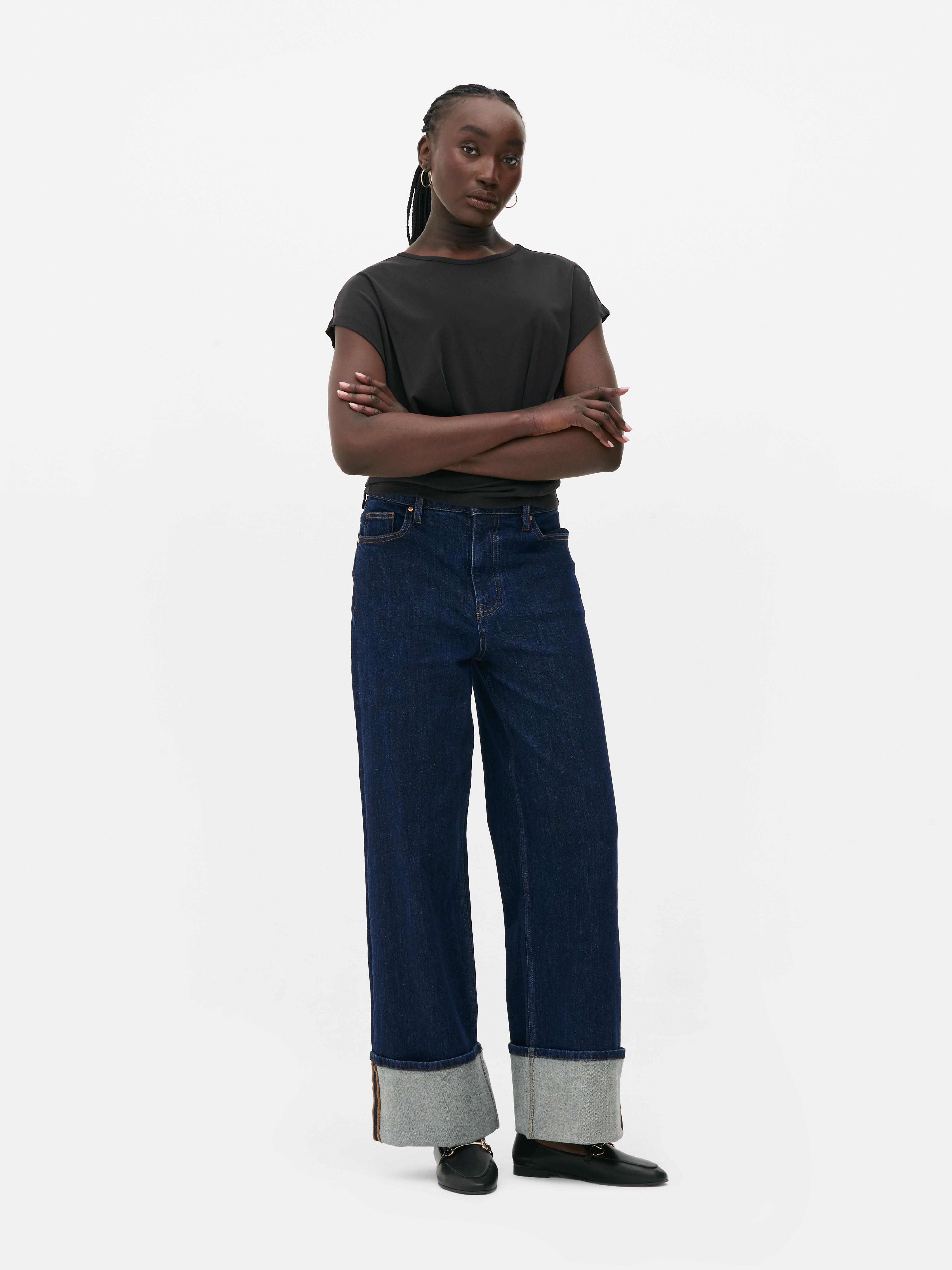 The Edit Wide Leg Turn Up Jeans