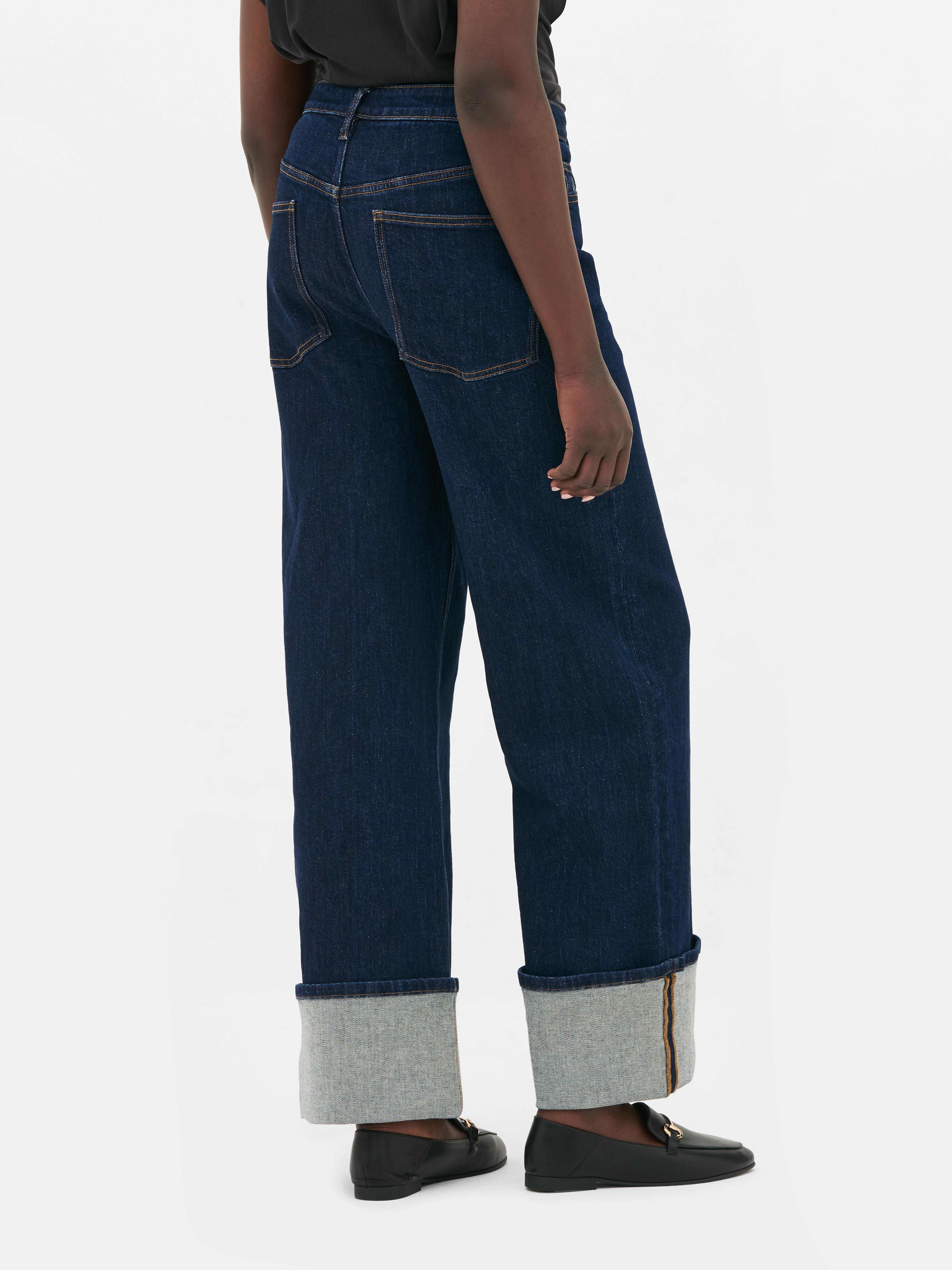 The Edit Wide Leg Turn Up Jeans
