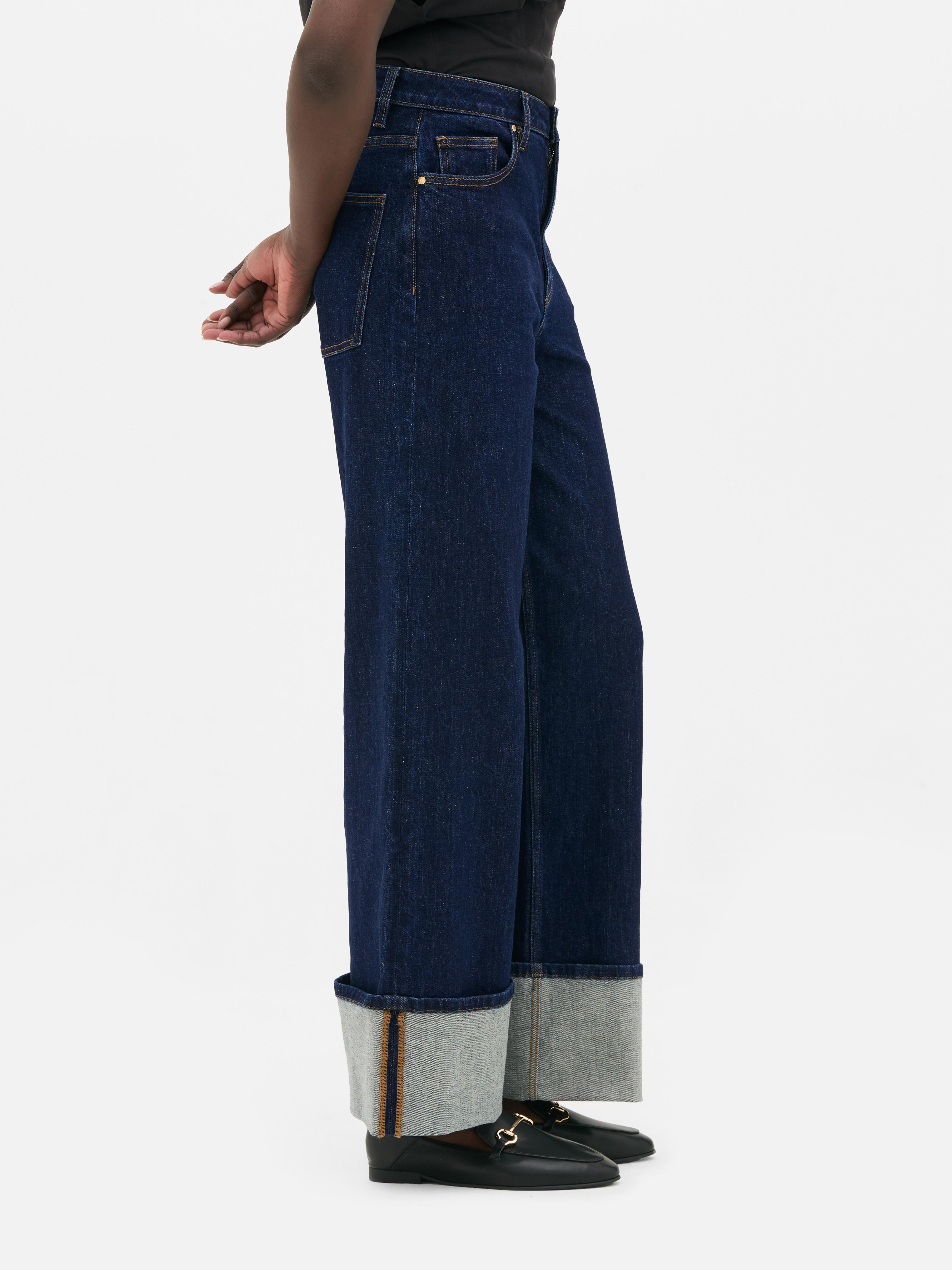The Edit Wide Leg Turn Up Jeans