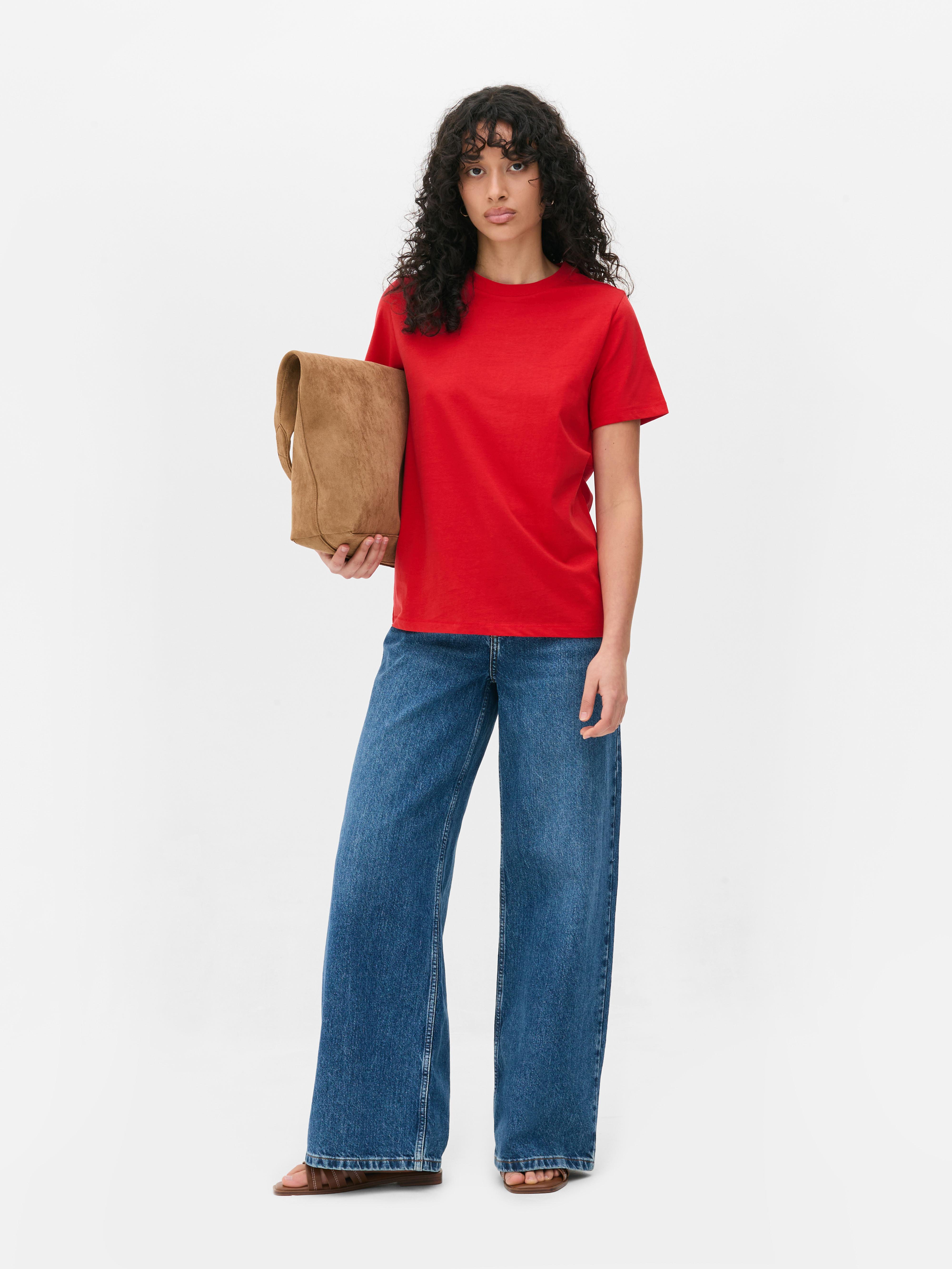 Essential Short Sleeve Jersey T-Shirt Bright Red