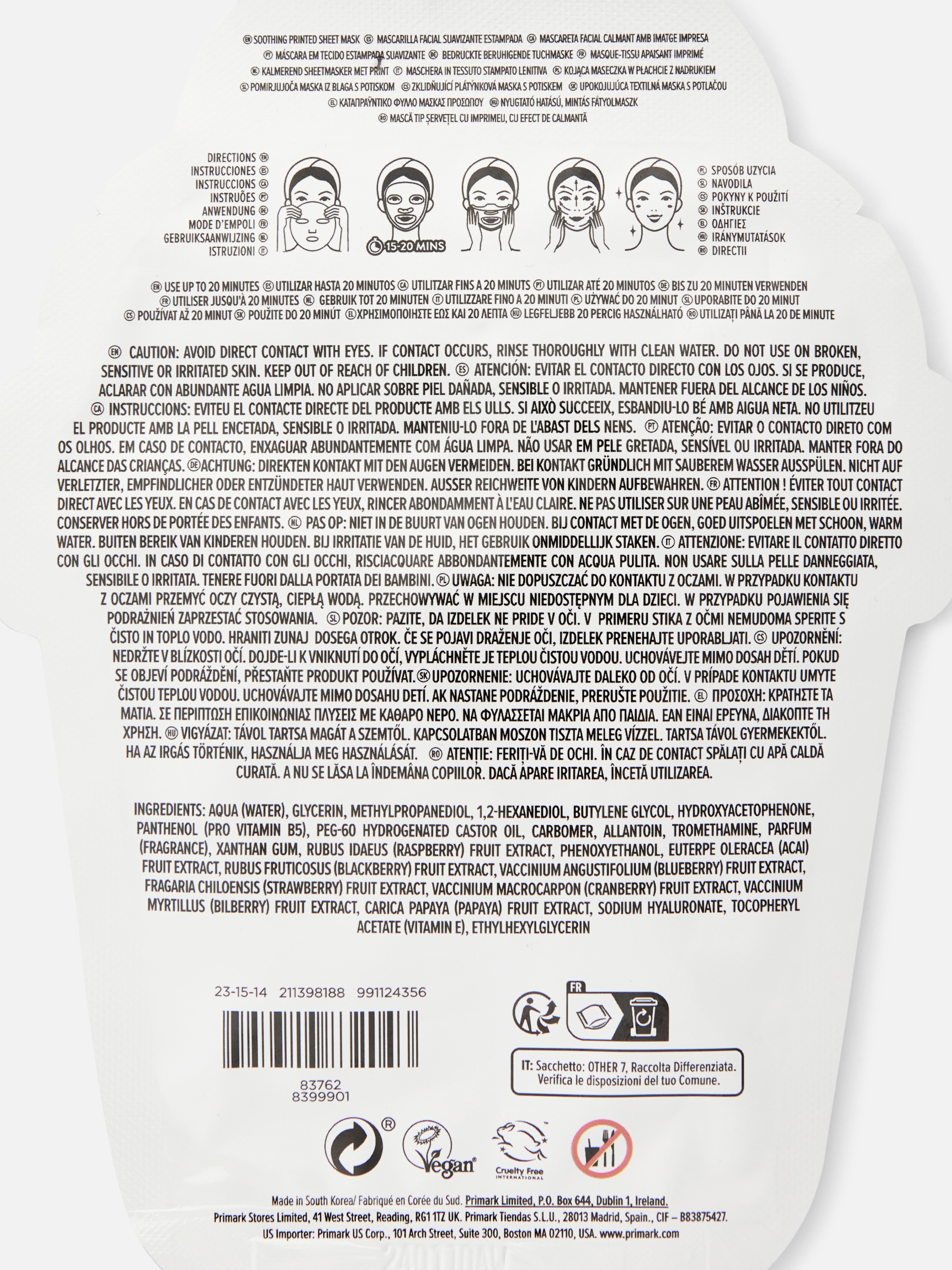 Novelty Ice Cream Cake Sheet Mask Primark