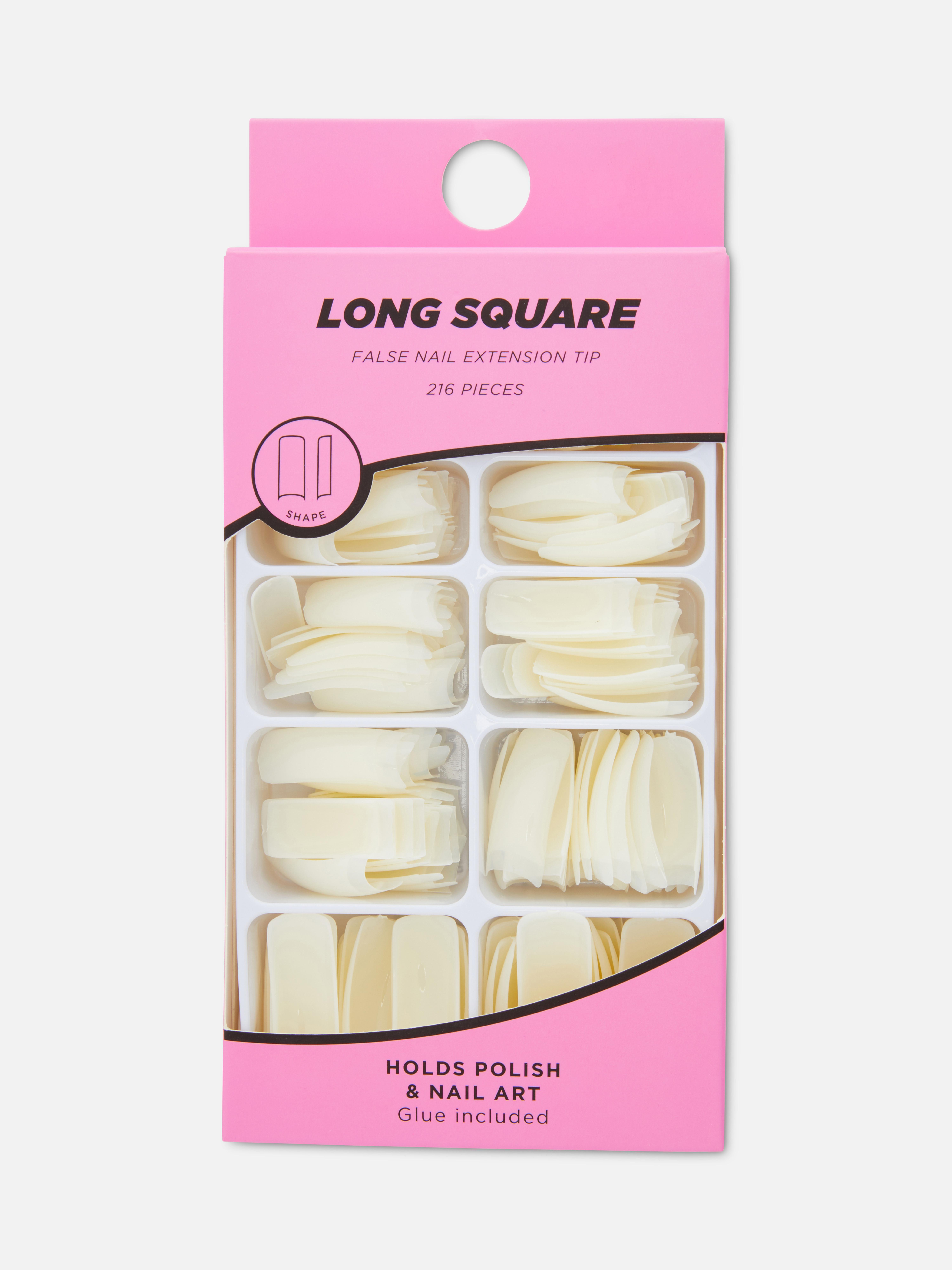 PS... Lange, selbstklebende Kunstnägel in eckiger Form