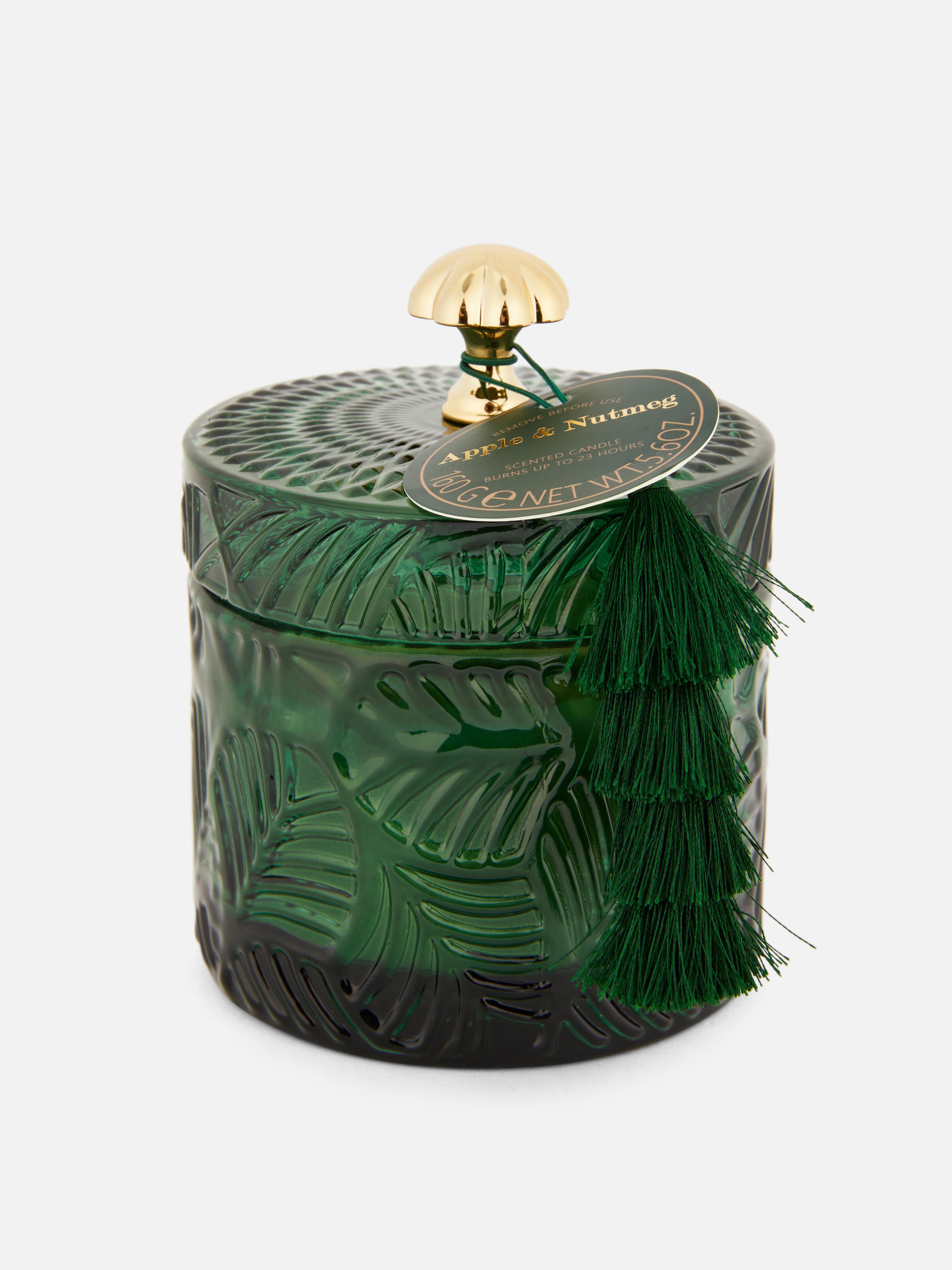 Bougie dans un pot en verre texturé