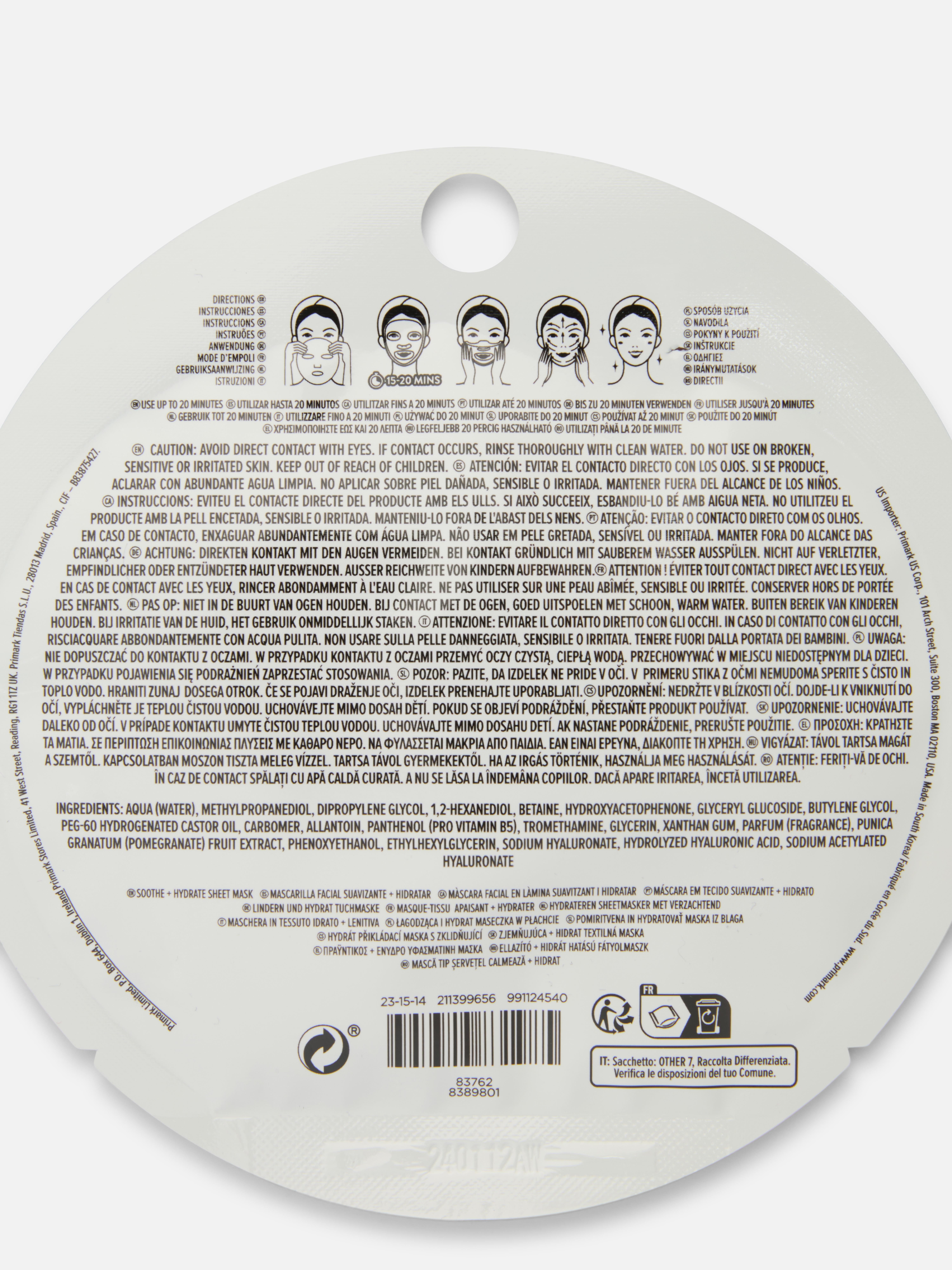 PS... Hydraterend sheetmasker granaatappel