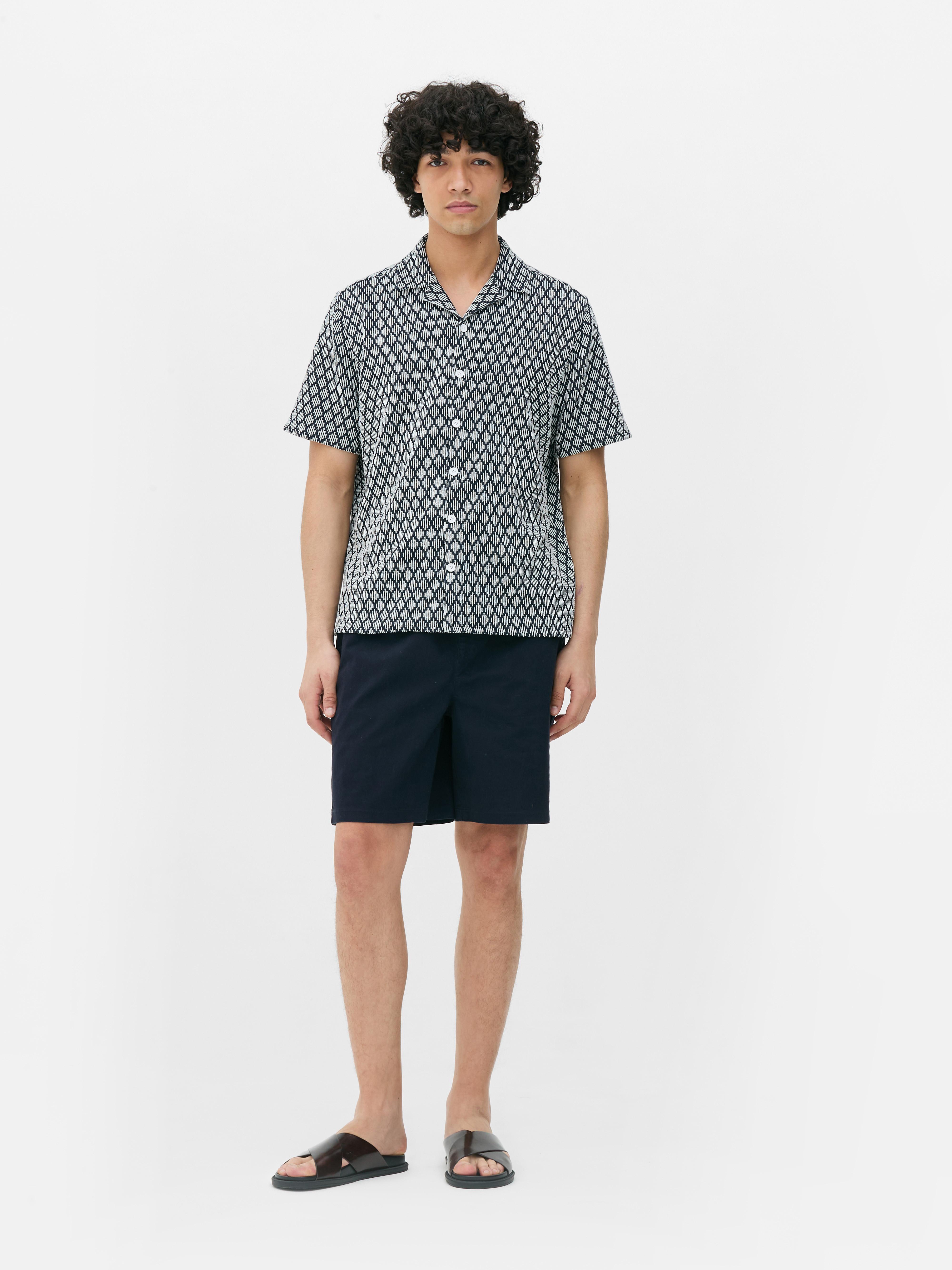 Jersey overhemd met geometrisch patroon en knopen