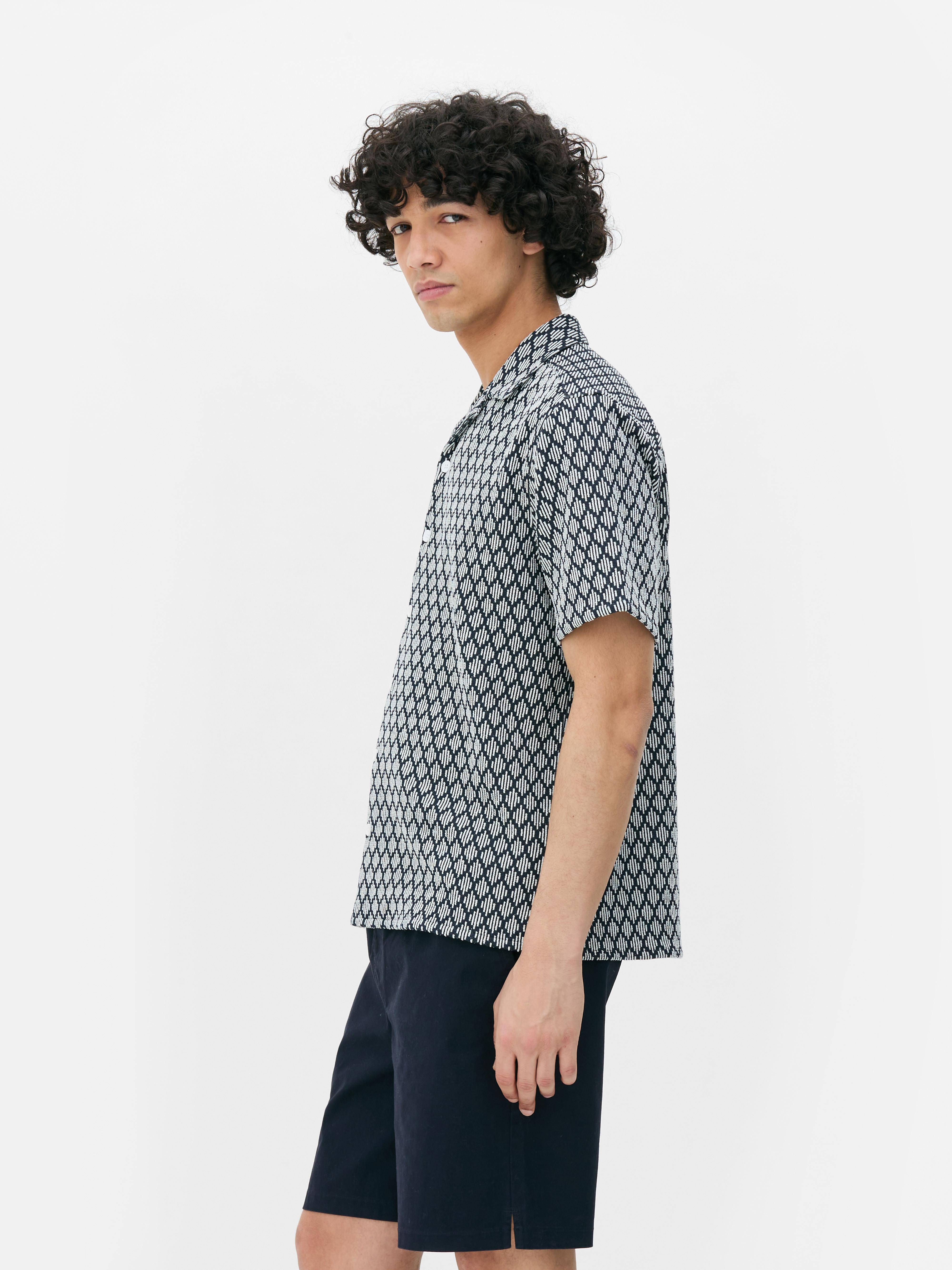 Jersey overhemd met geometrisch patroon en knopen