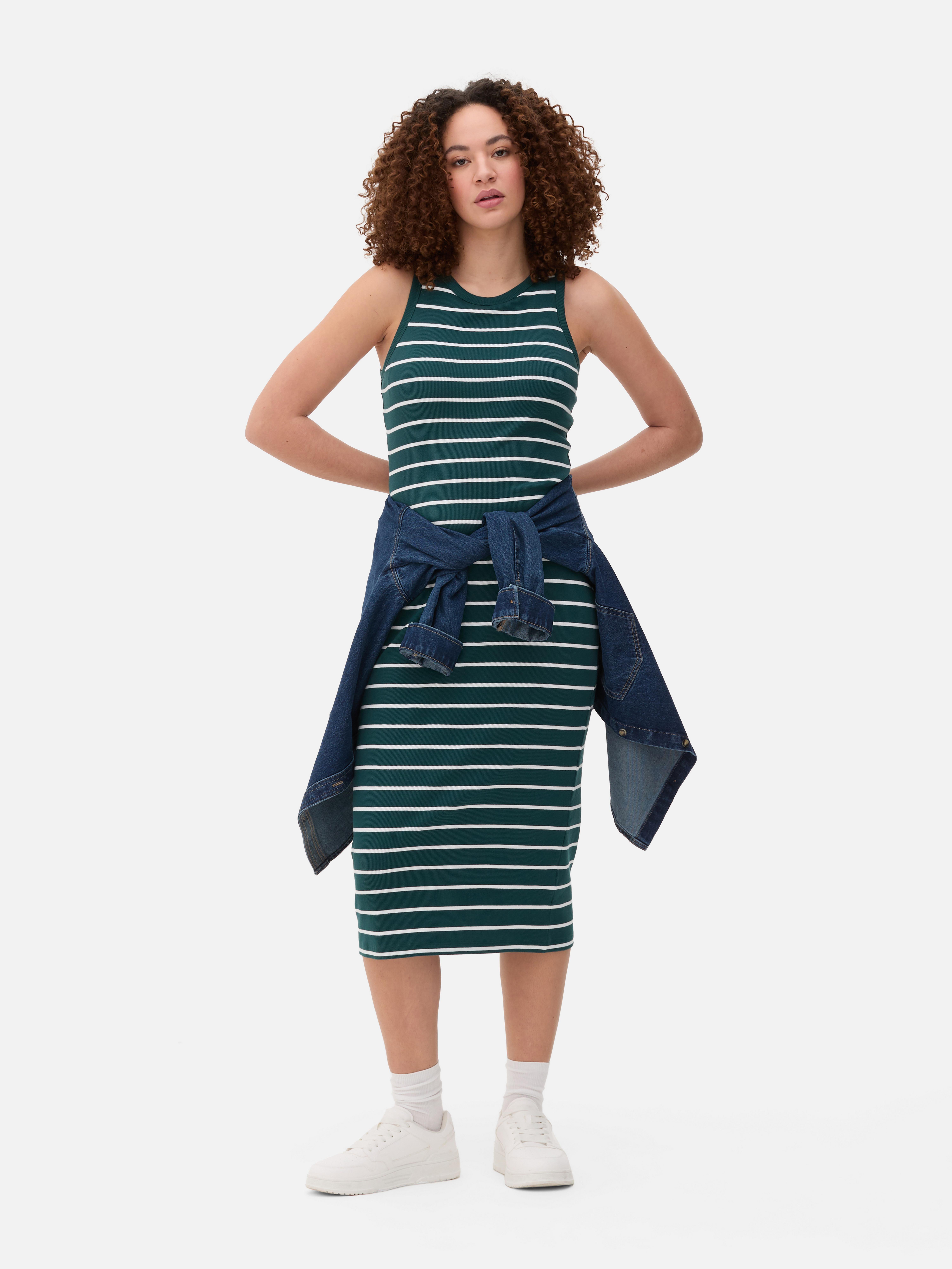 Midi-jurk met racerback Groen