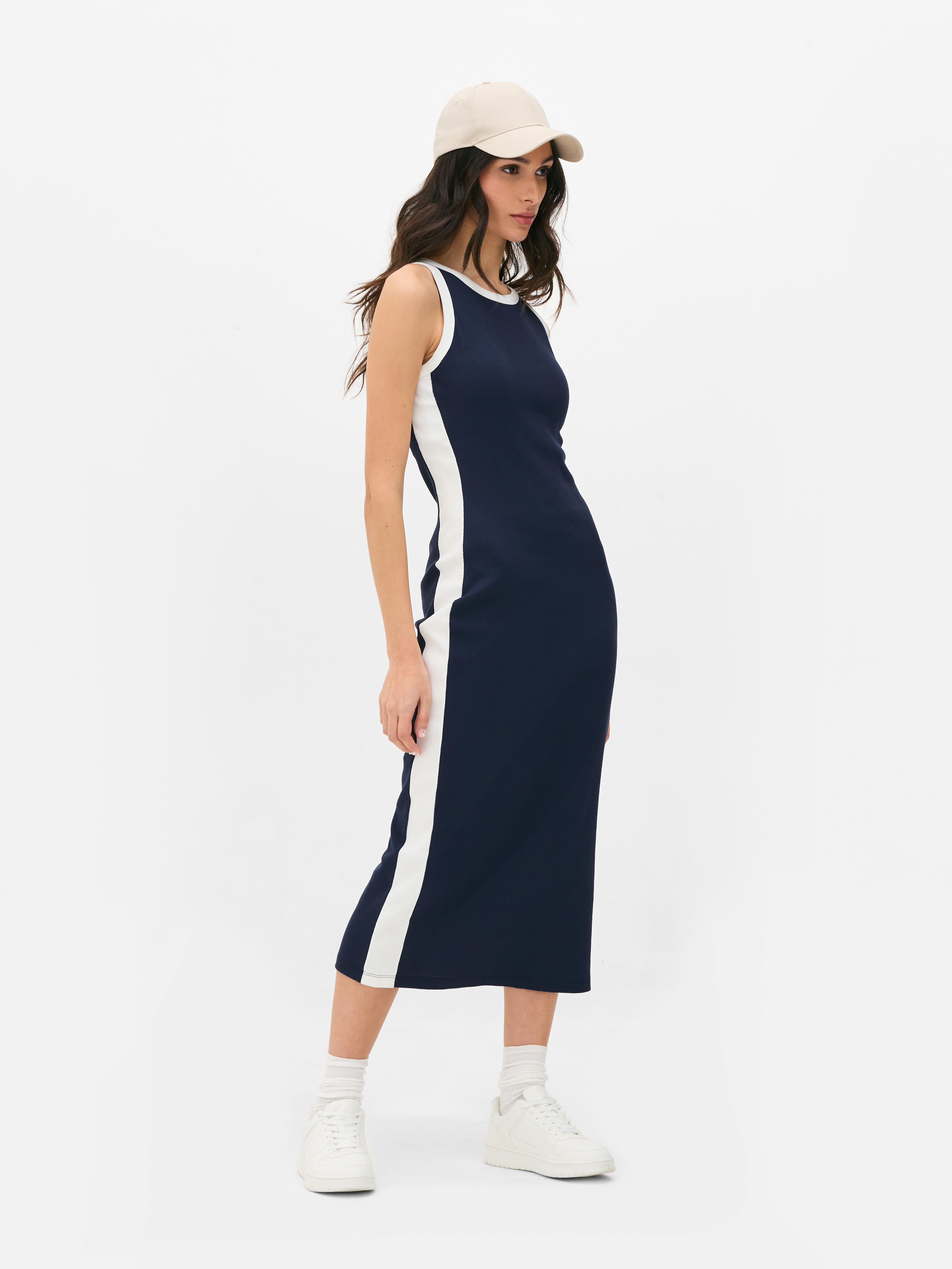 Midi-jurk met racerback Marineblauw