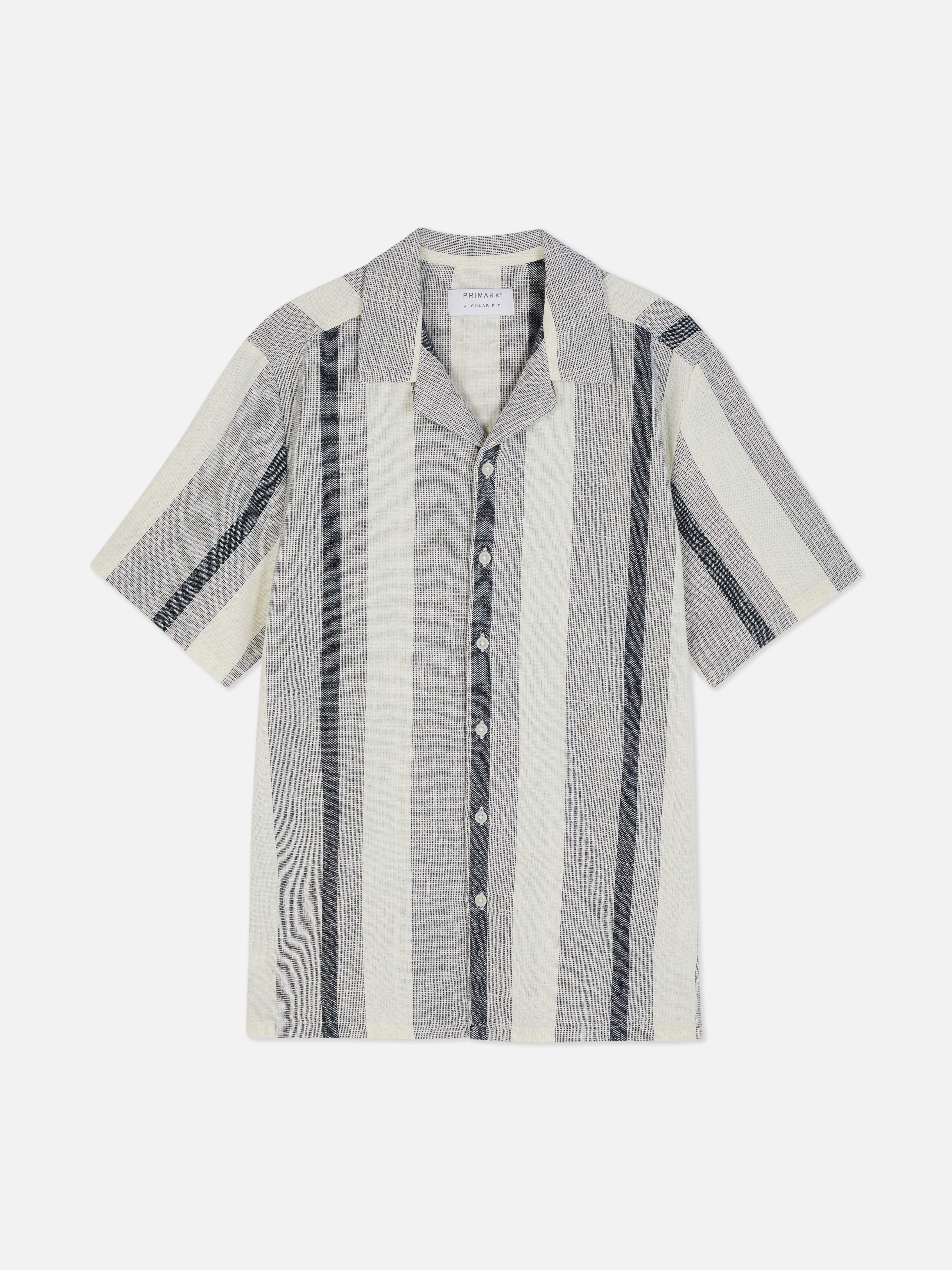 Chemise rayée et texturée à manches courtes