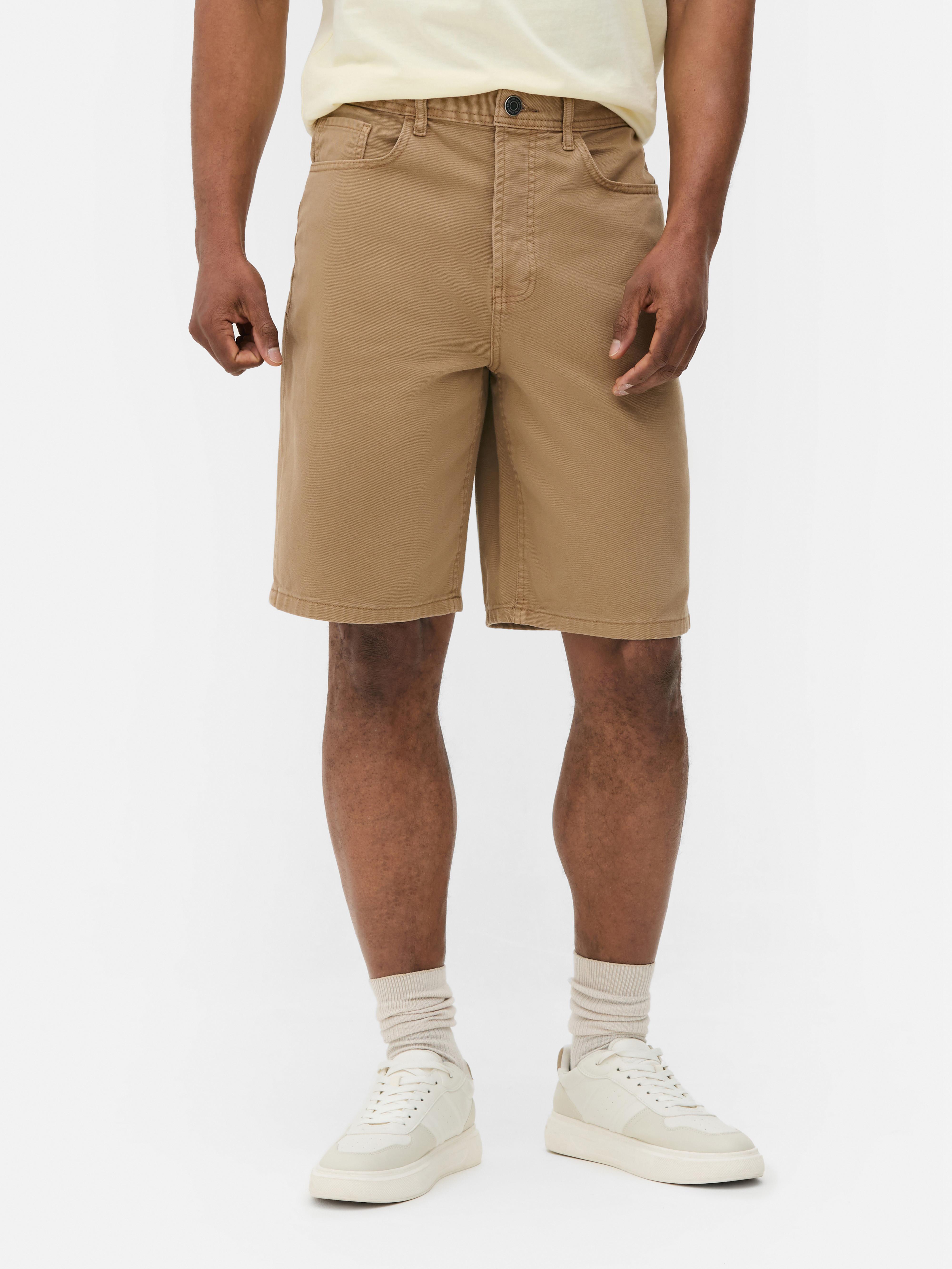 Pantaloncini jeans morbidi Color cuoio