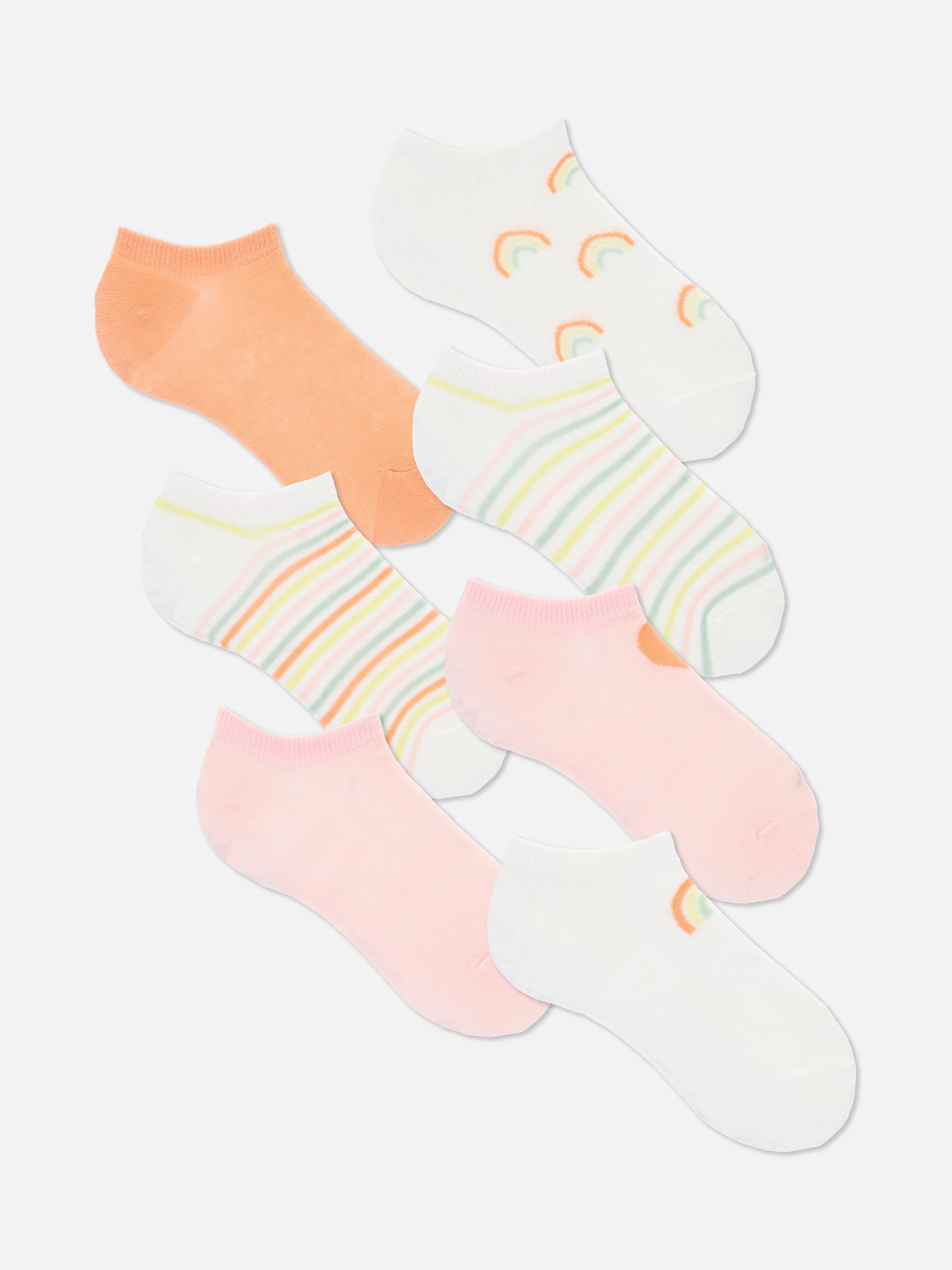 Lot de 7 paires de chaussettes pour baskets arc-en-ciel