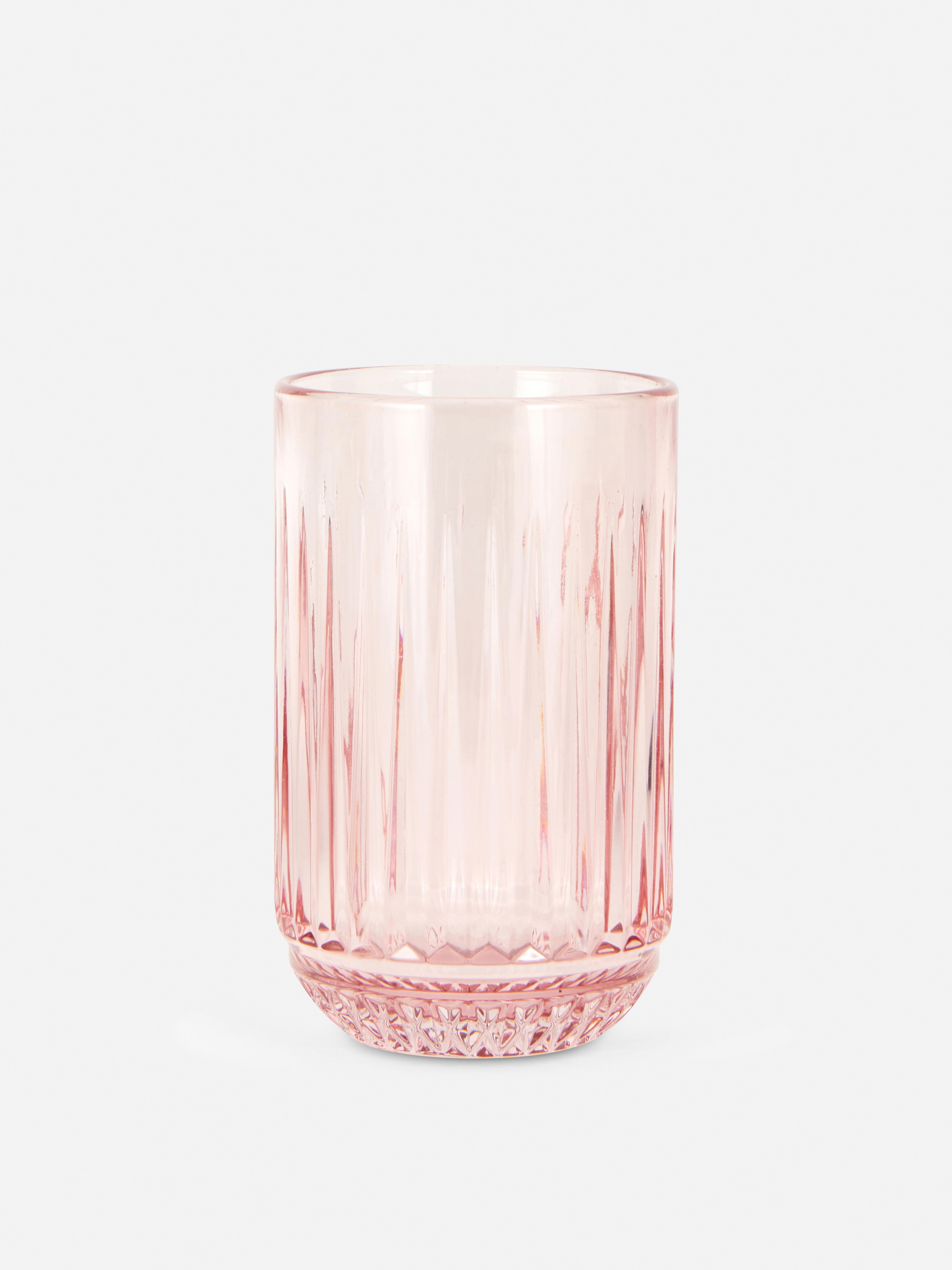 Grand gobelet en verre strié en relief Rose