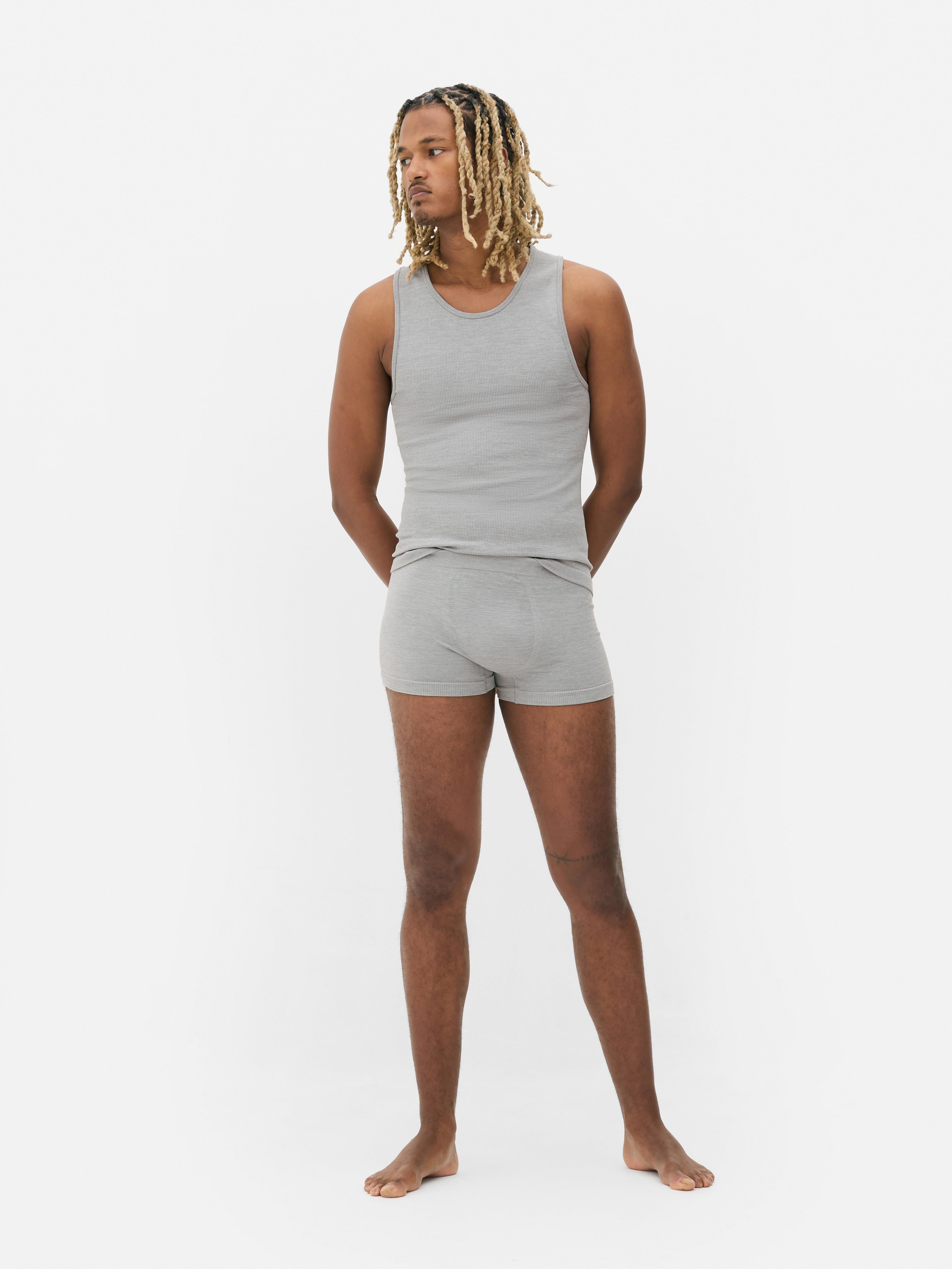 Naadloze geribde boxershorts, set van 3 Grijs