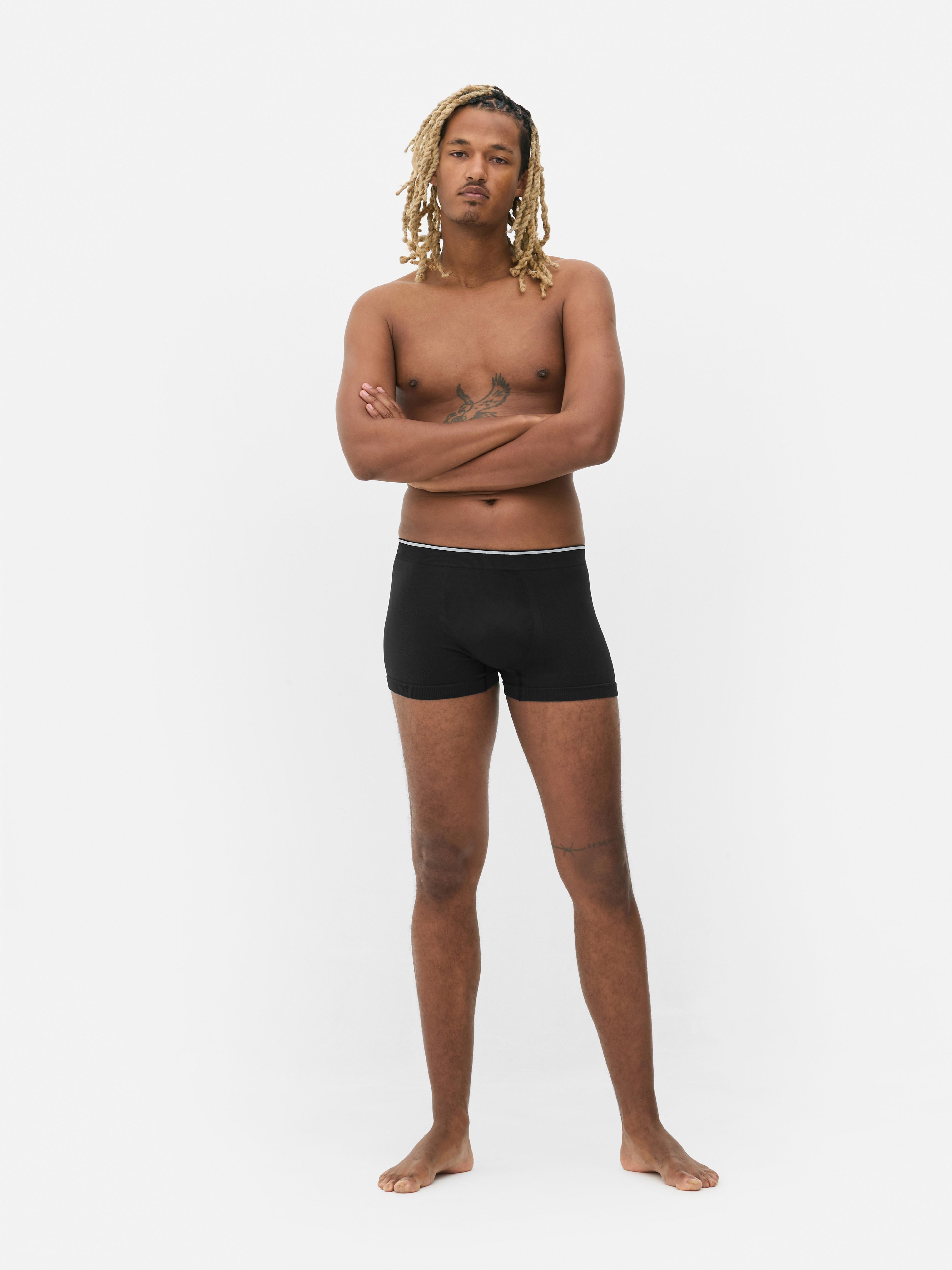 Naadloze geribde boxershorts, set van 3 Zwart