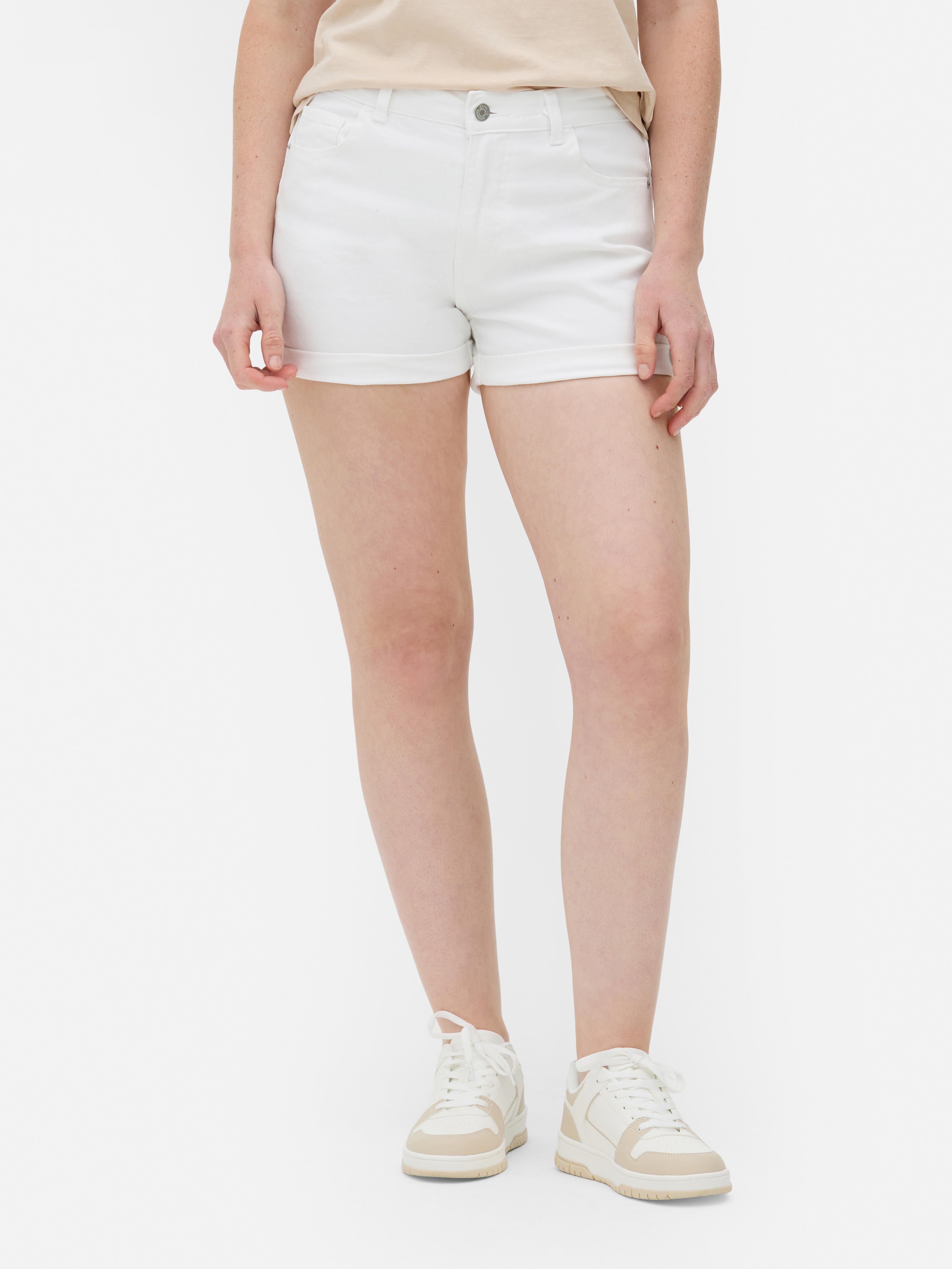 Women's White Cuffed Denim Shorts | Primark