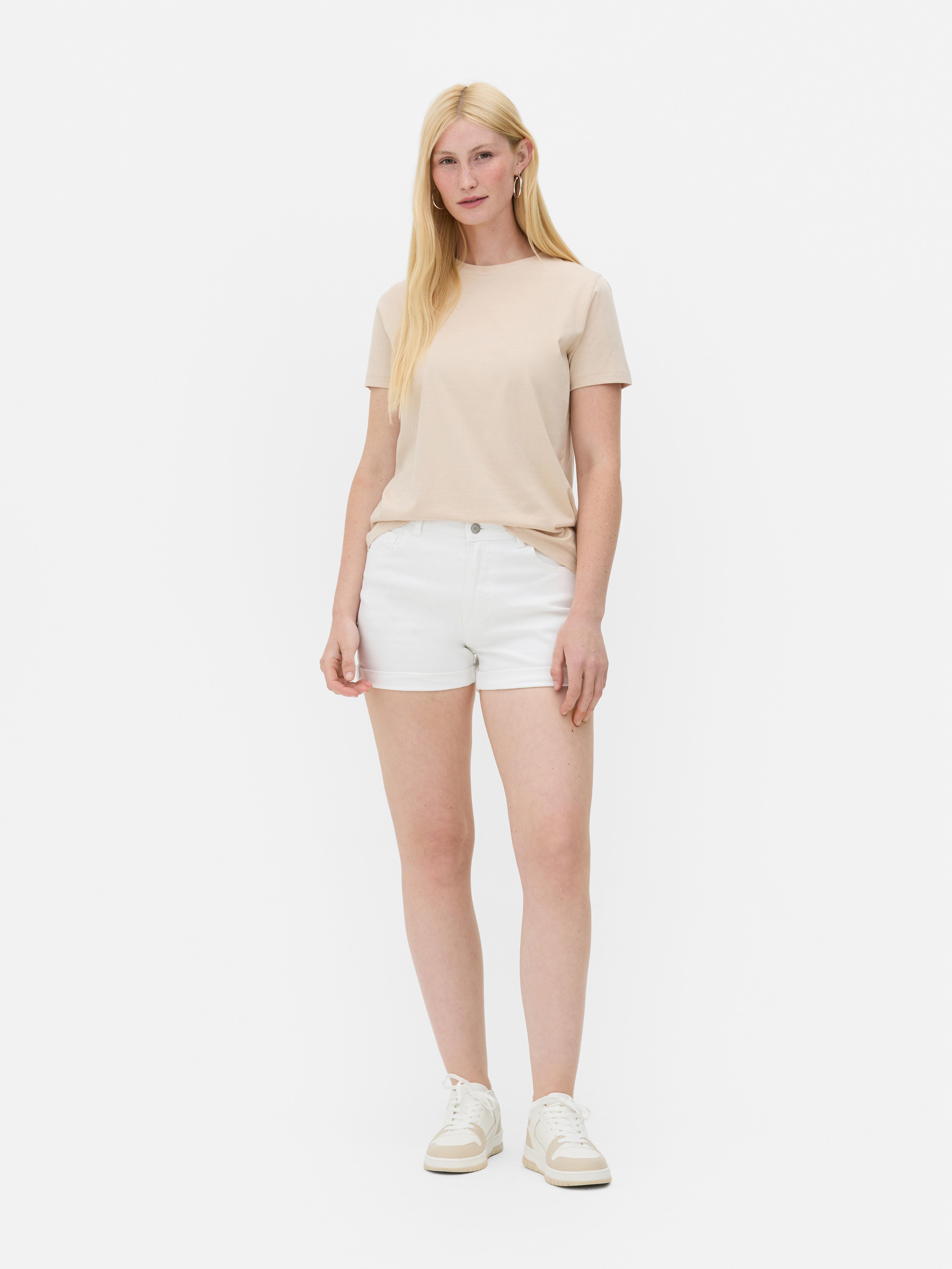 Women's White Cuffed Denim Shorts | Primark