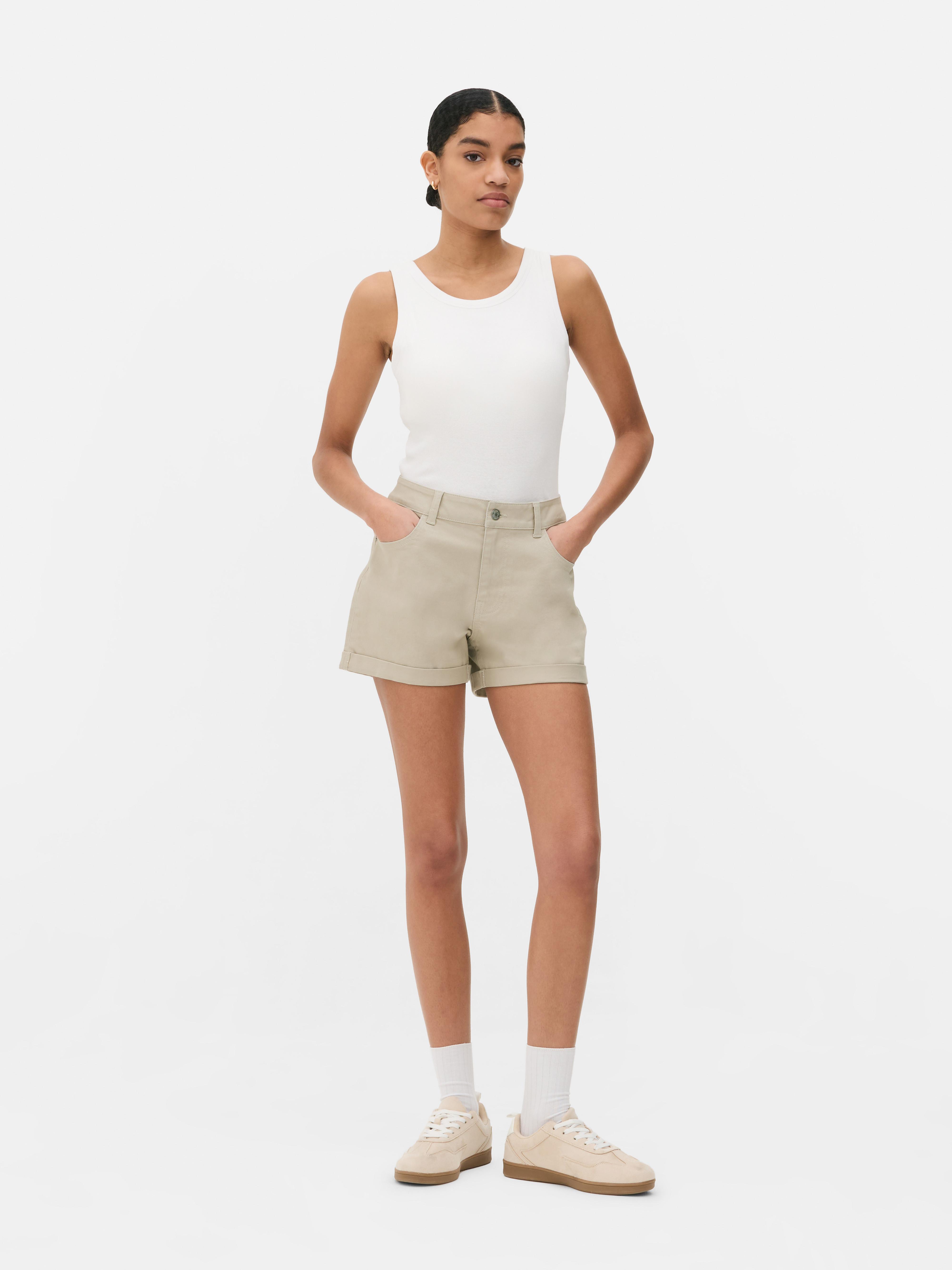 Short en jean à revers