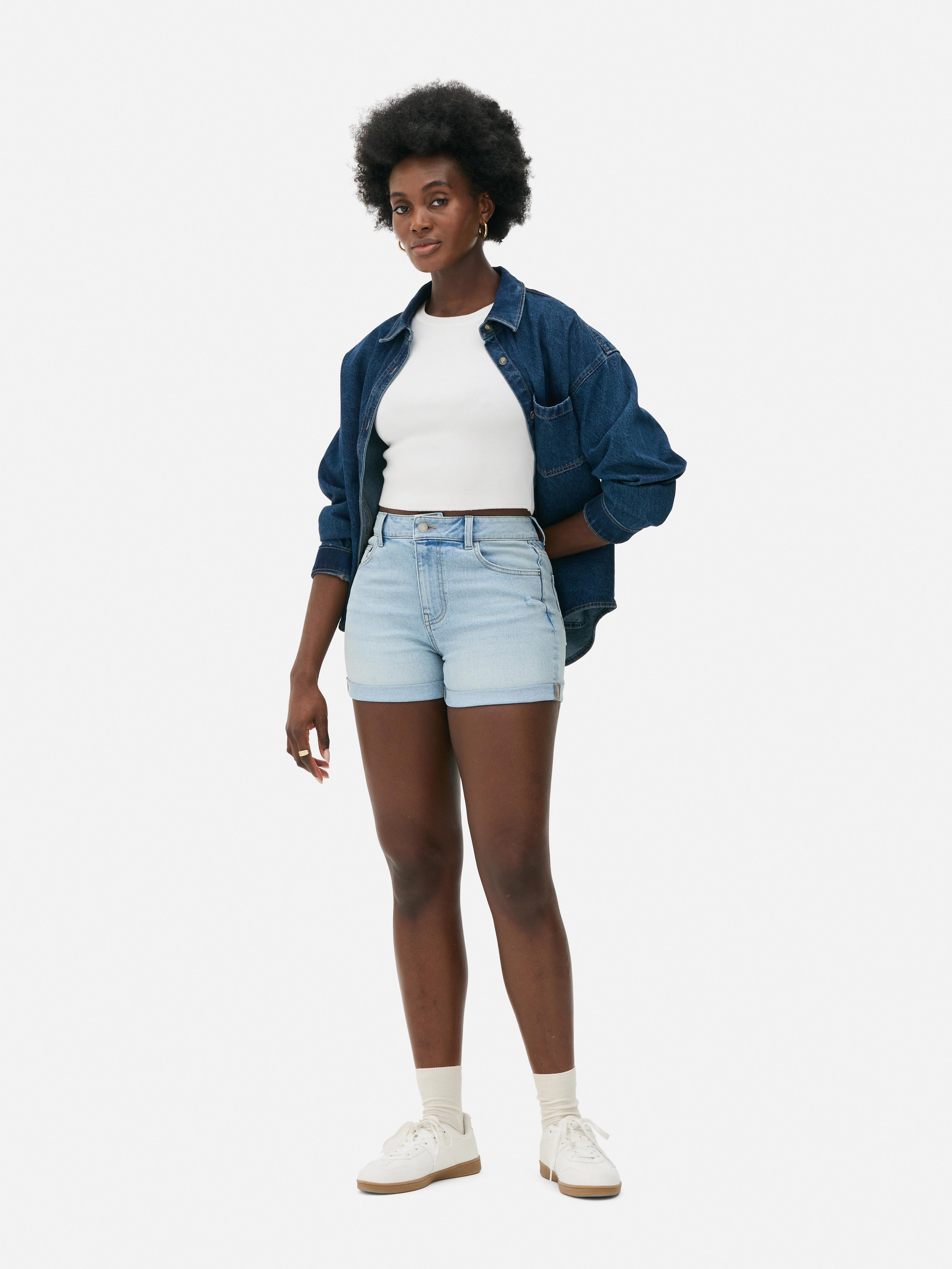 Short en jean à revers