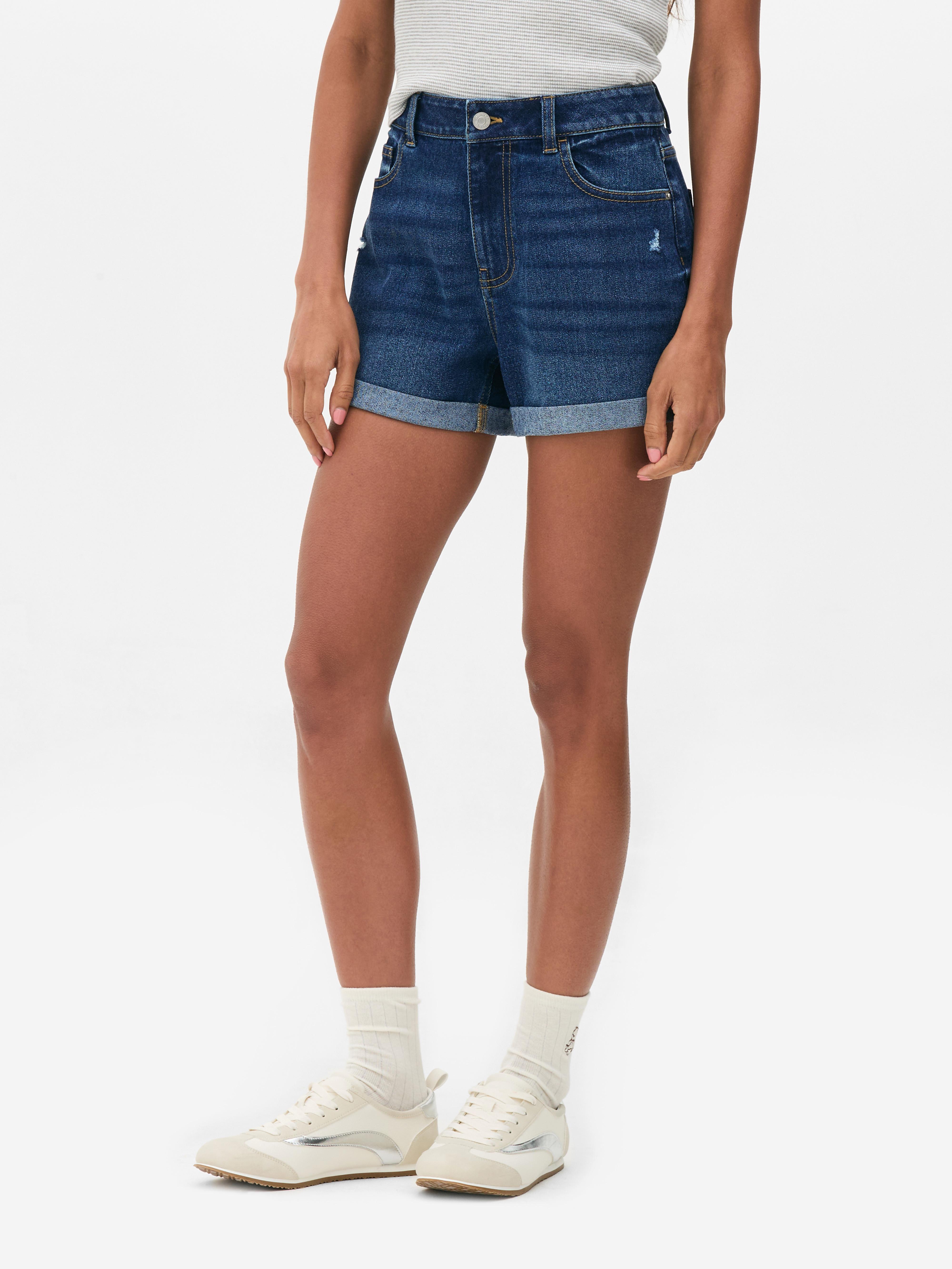 Short en jean à revers
