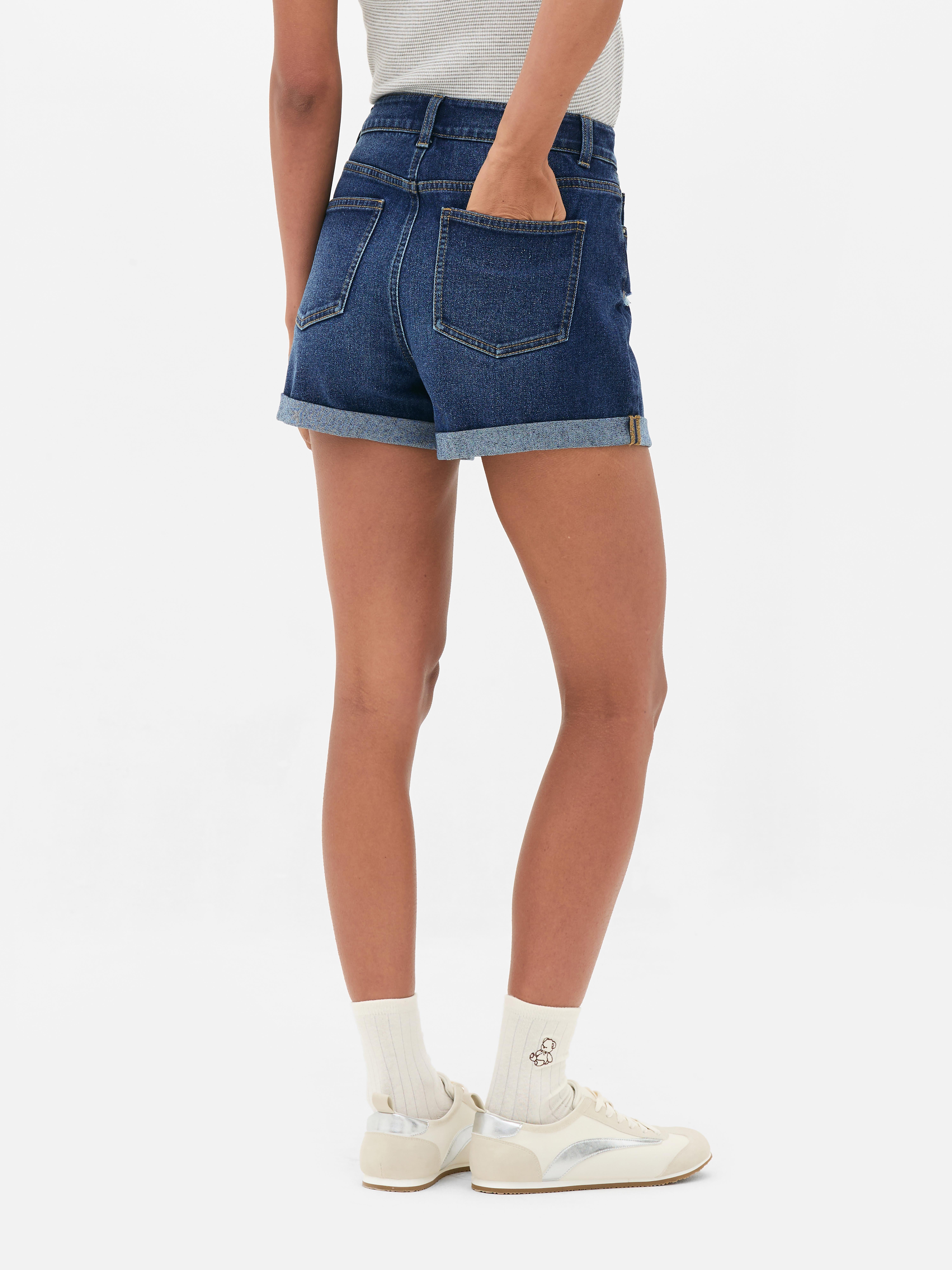 Short en jean à revers