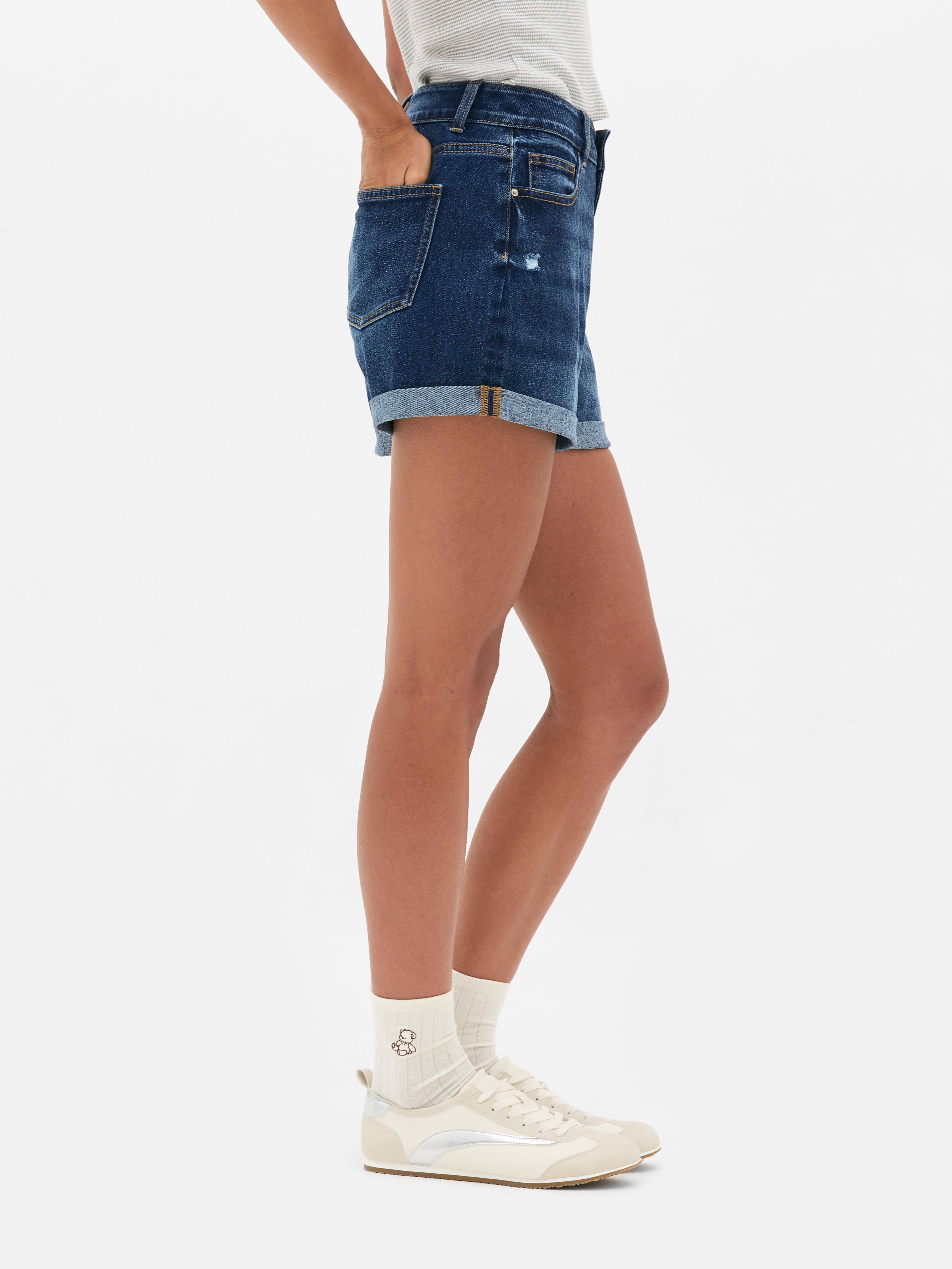 Short en jean à revers