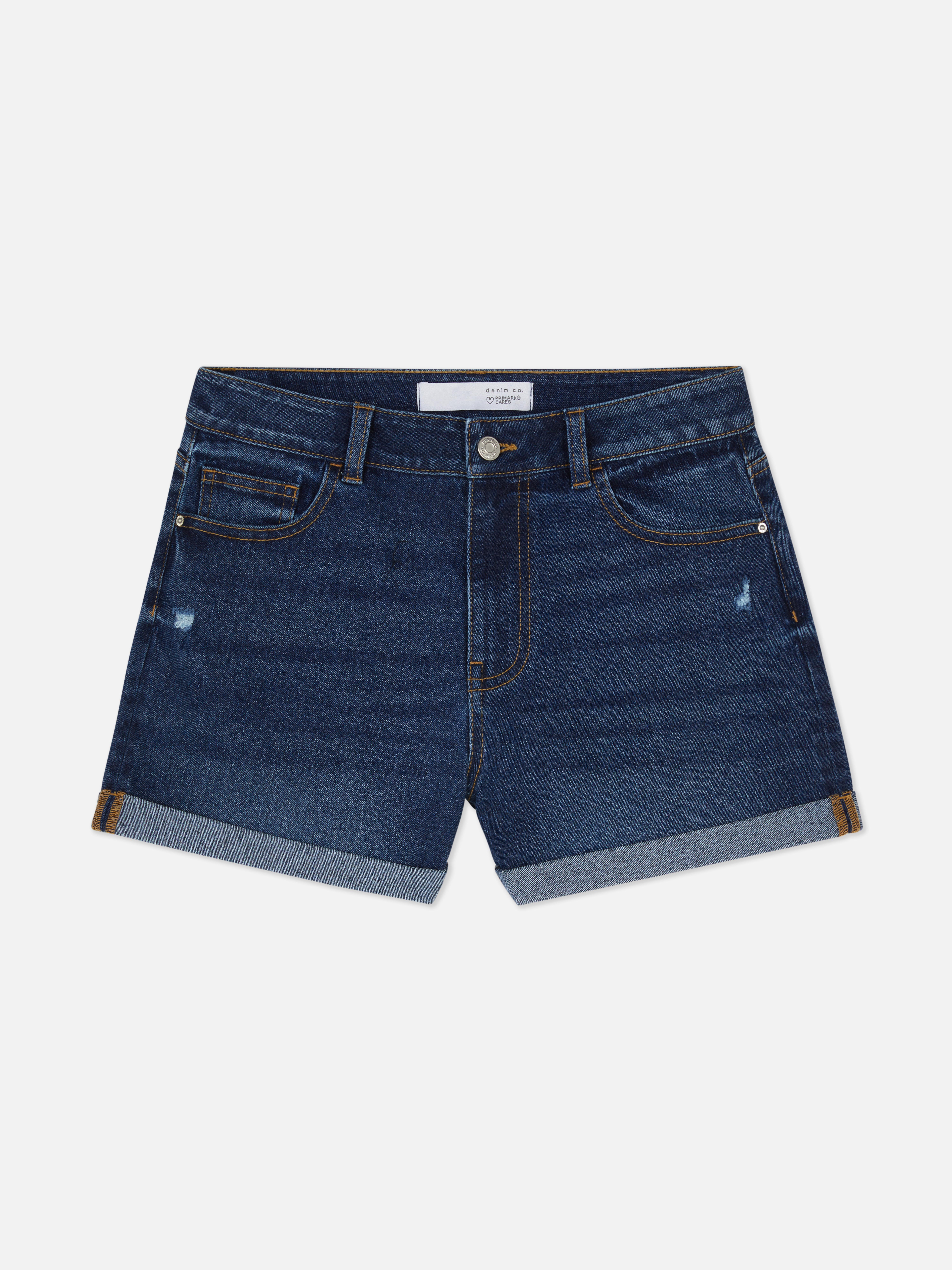 Short en jean à revers