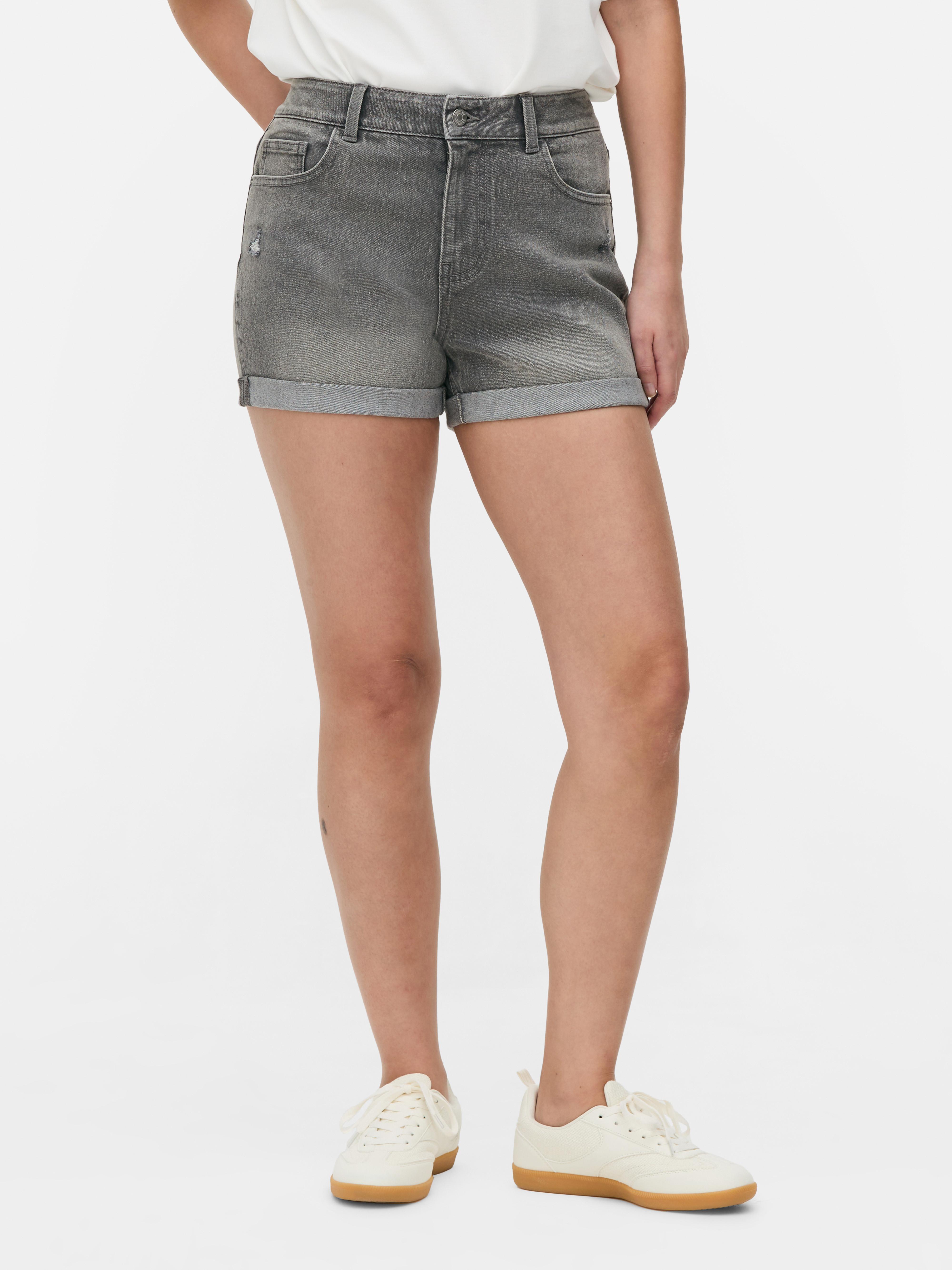 Short en jean à revers